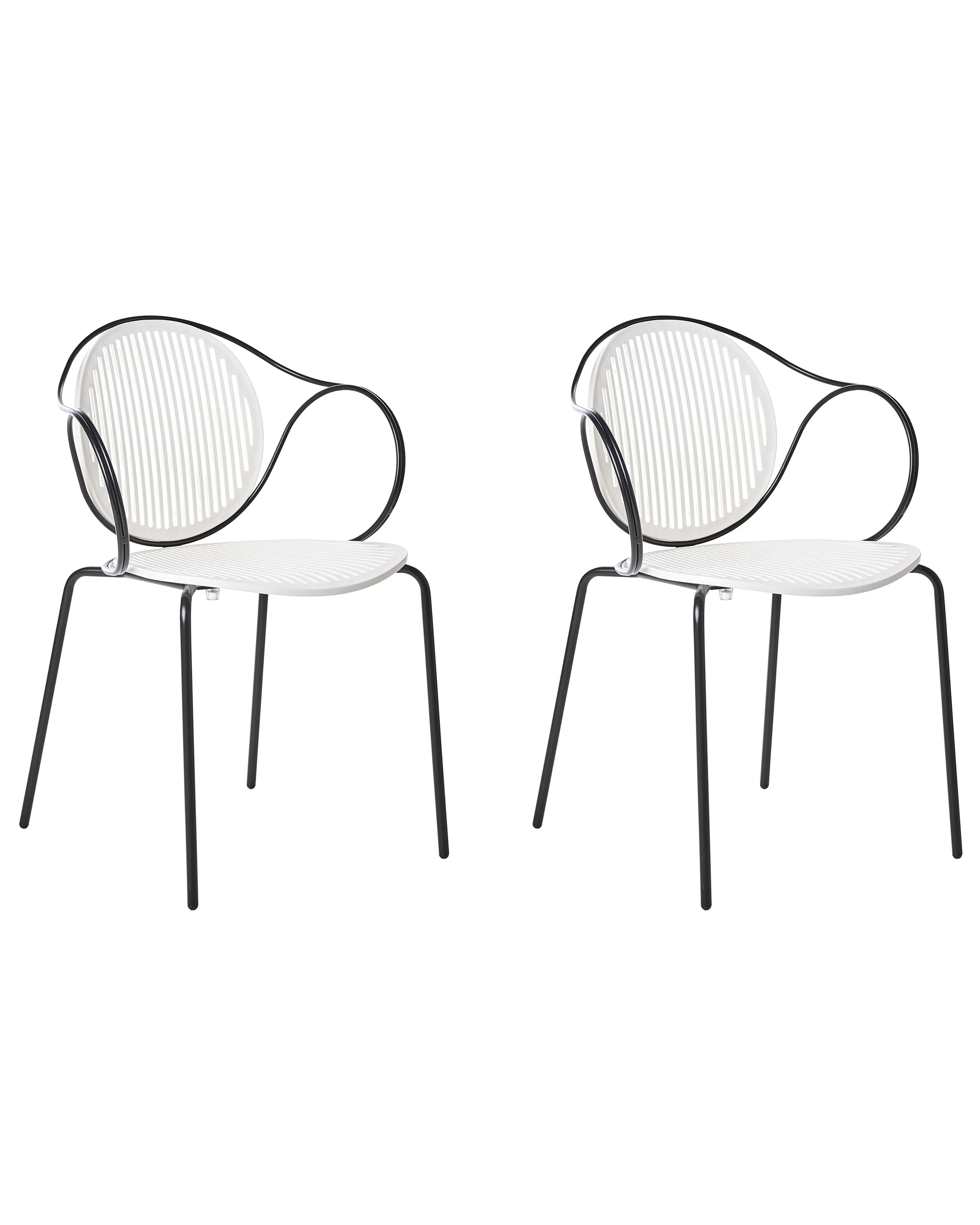 Conjunto de 2 sillas de jardín IKARIA Metal Blanco crema