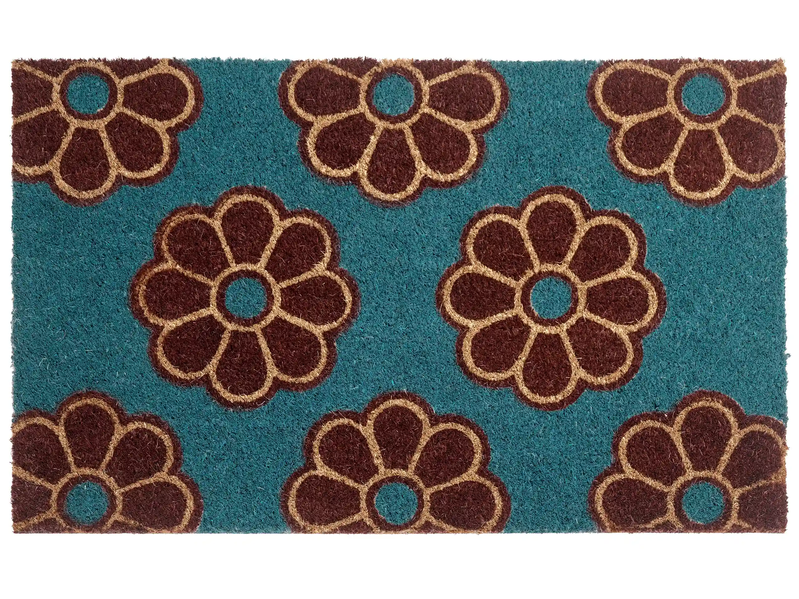 Doormat KULIK Blue 45 x 75 cm Flower Coir