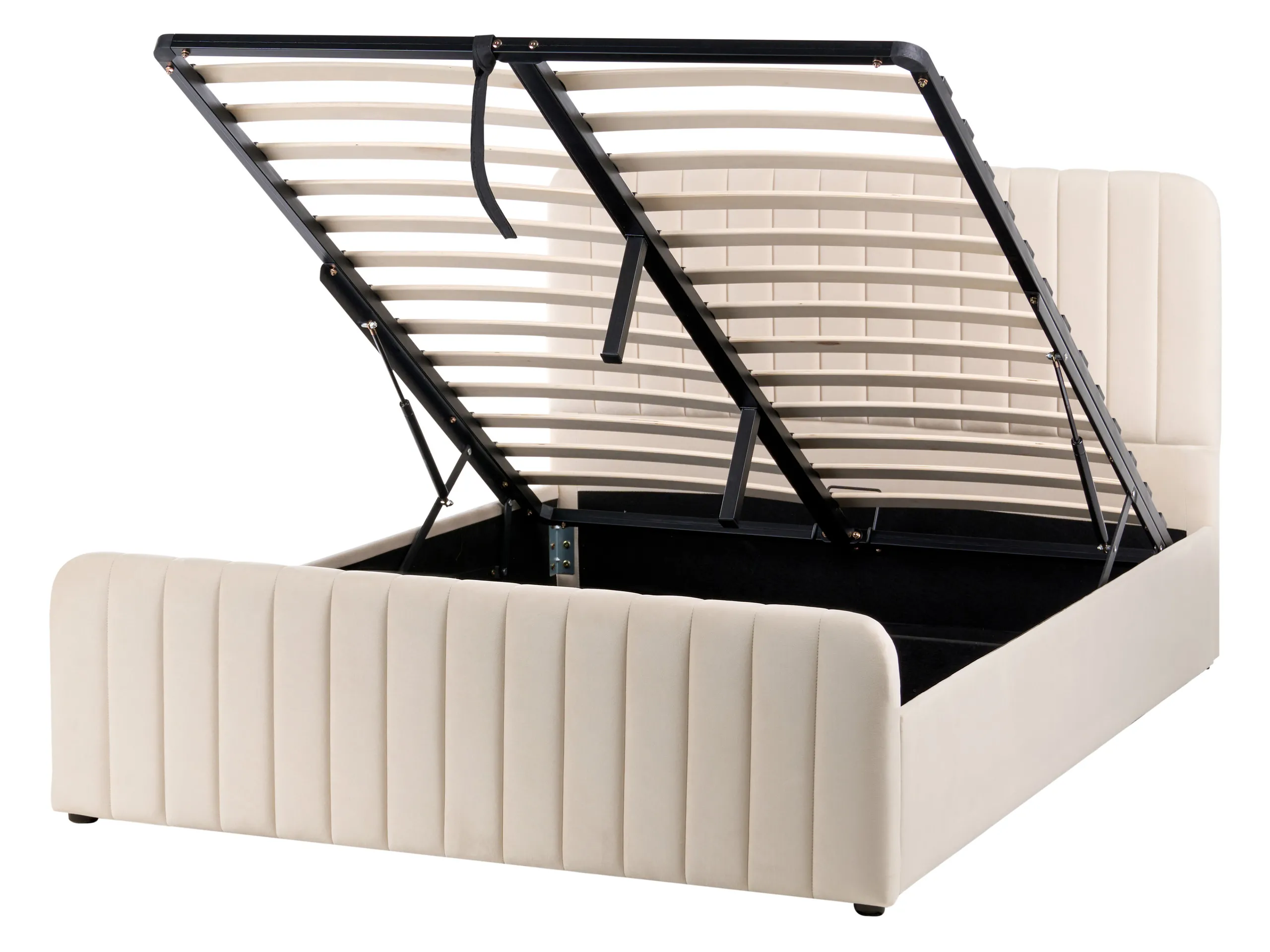 Cama con almacenaje Terciopelo LUNAN 140 x 200 cm Beige