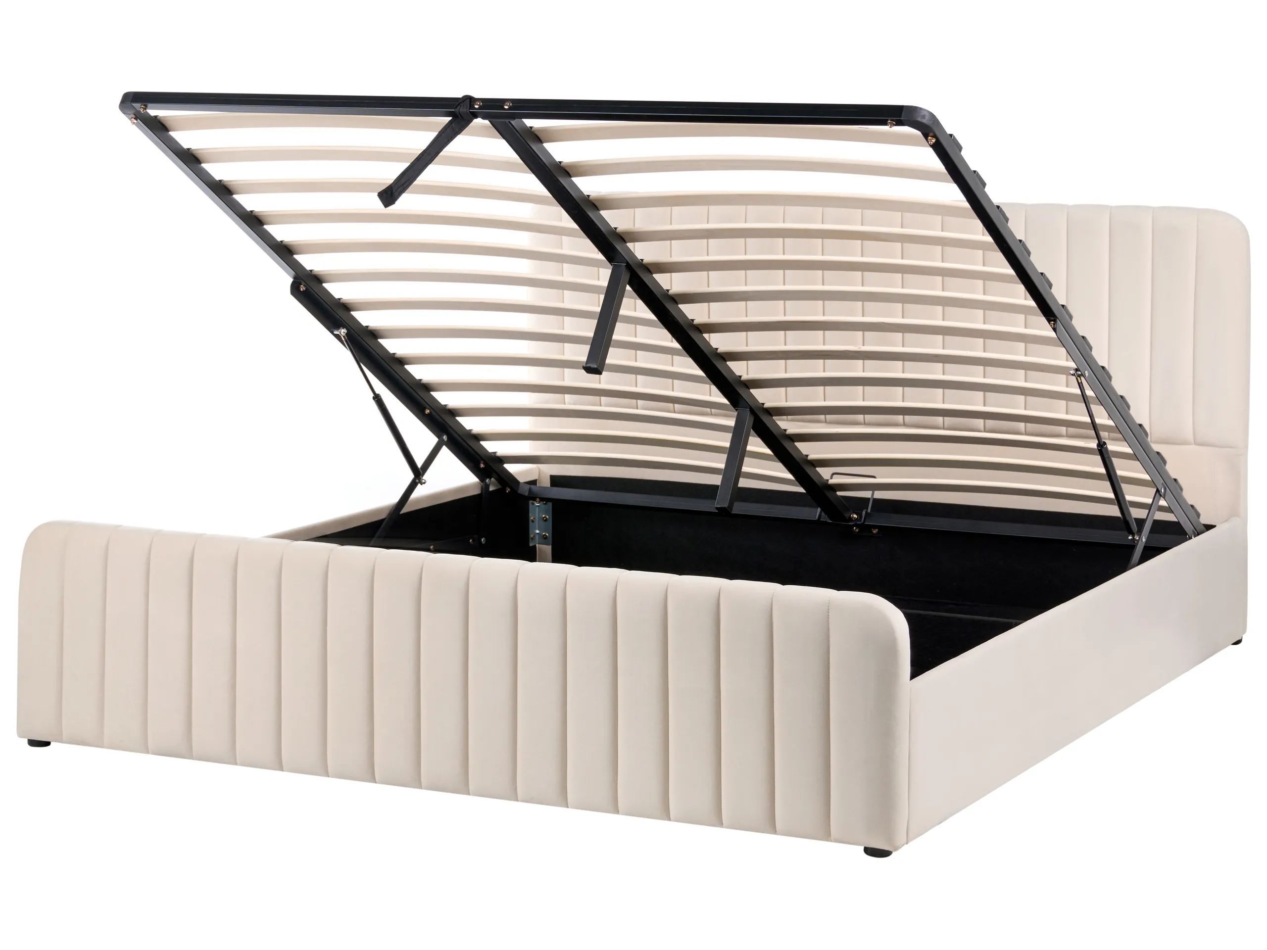 Cama con almacenaje Terciopelo LUNAN 180 x 200 cm Beige