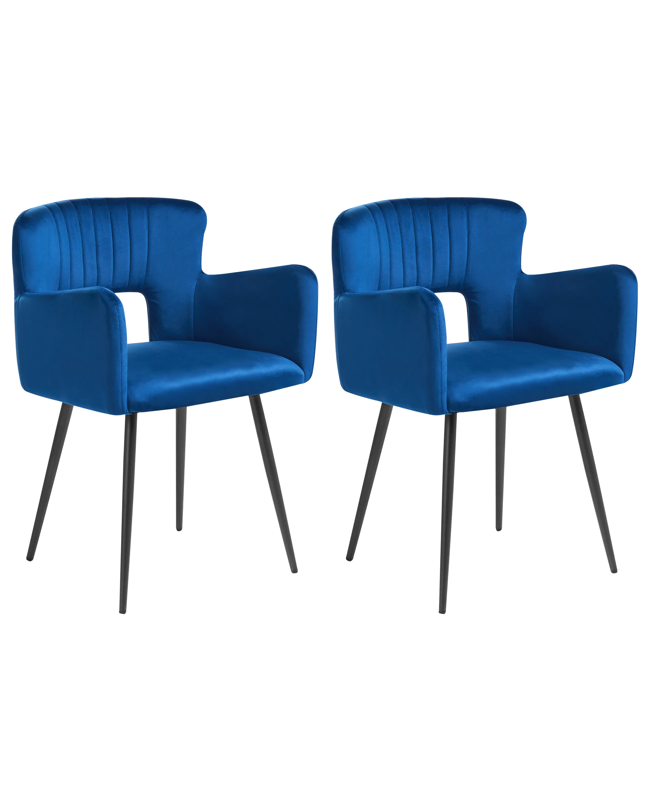 Conjunto de 2 sillas de comedor SANILAC Terciopelo Azul marino
