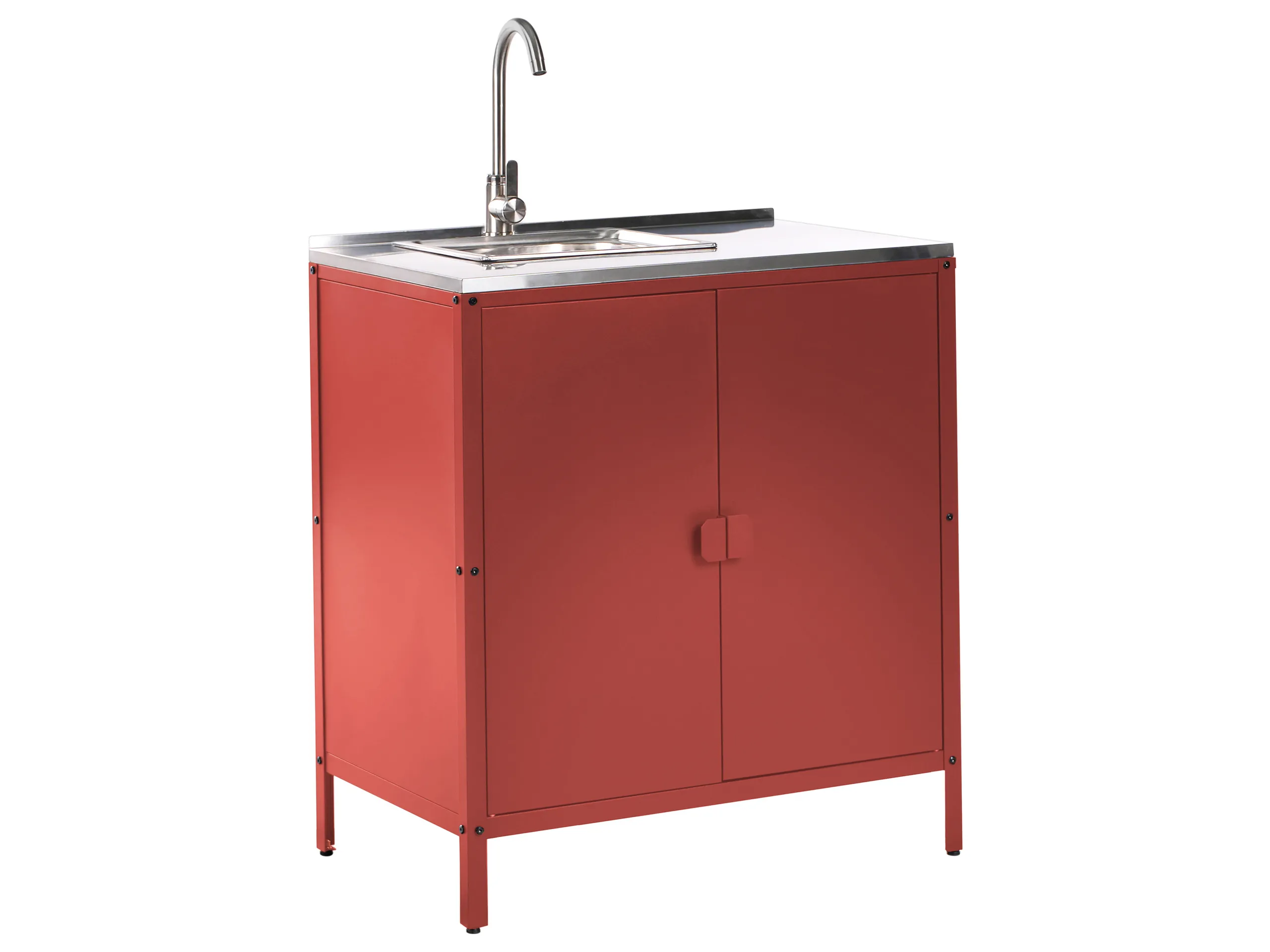 Armario de cocina exterior con fregadero VILAMA Metal Rojo