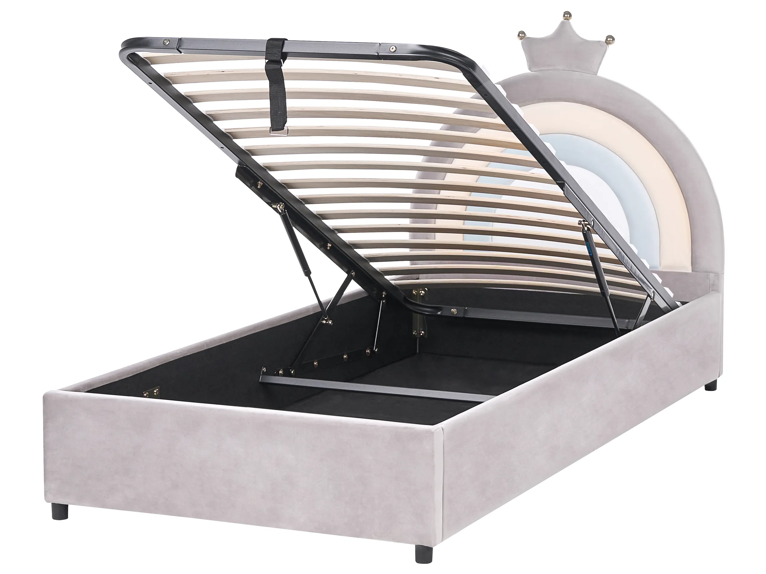 Cama infantil con almacenaje Corona Terciopelo GRISETOT 90 x 200 cm Gris