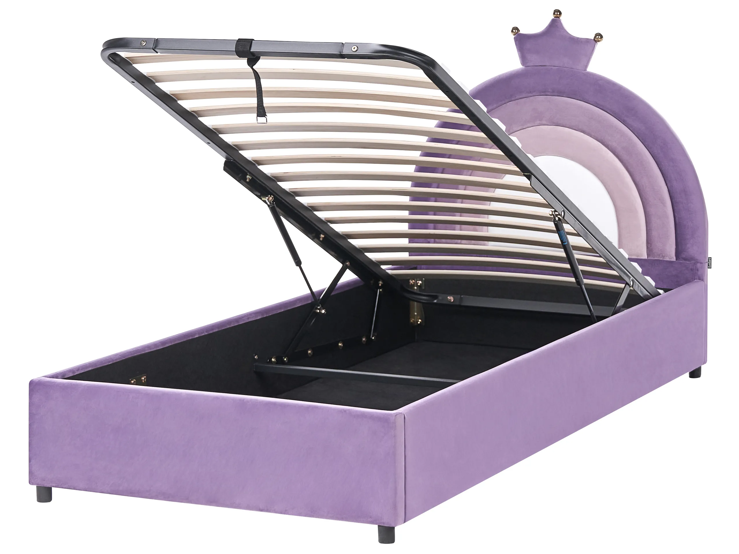 Cama infantil con almacenaje Corona Terciopelo GRISETOT 90 x 200 cm Violeta