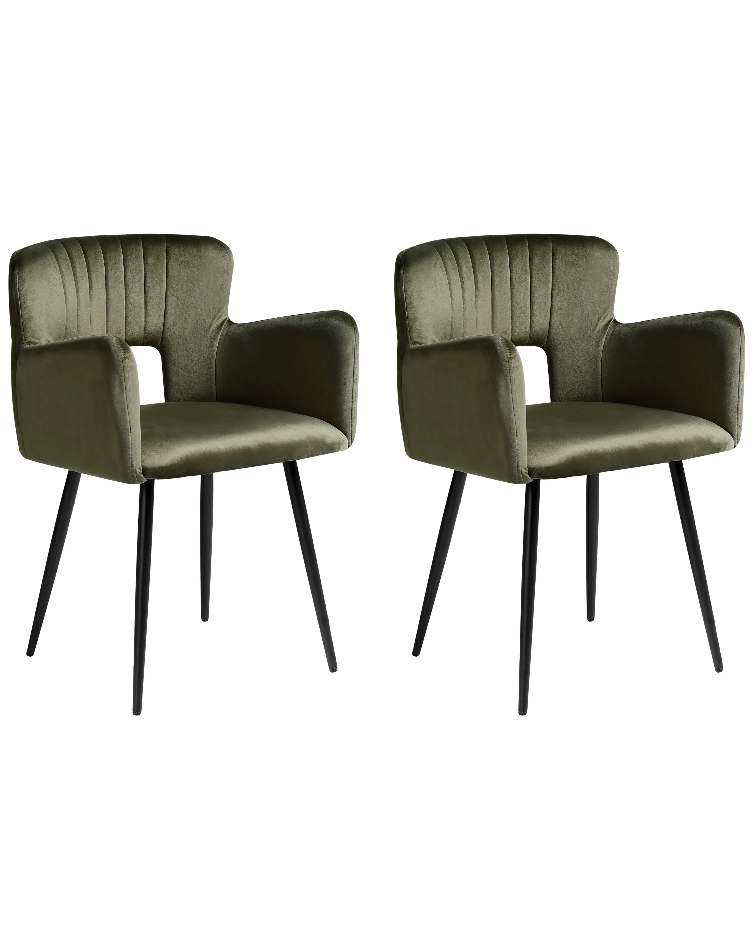 Conjunto de 2 sillas de comedor SANILAC Terciopelo Verde oliva