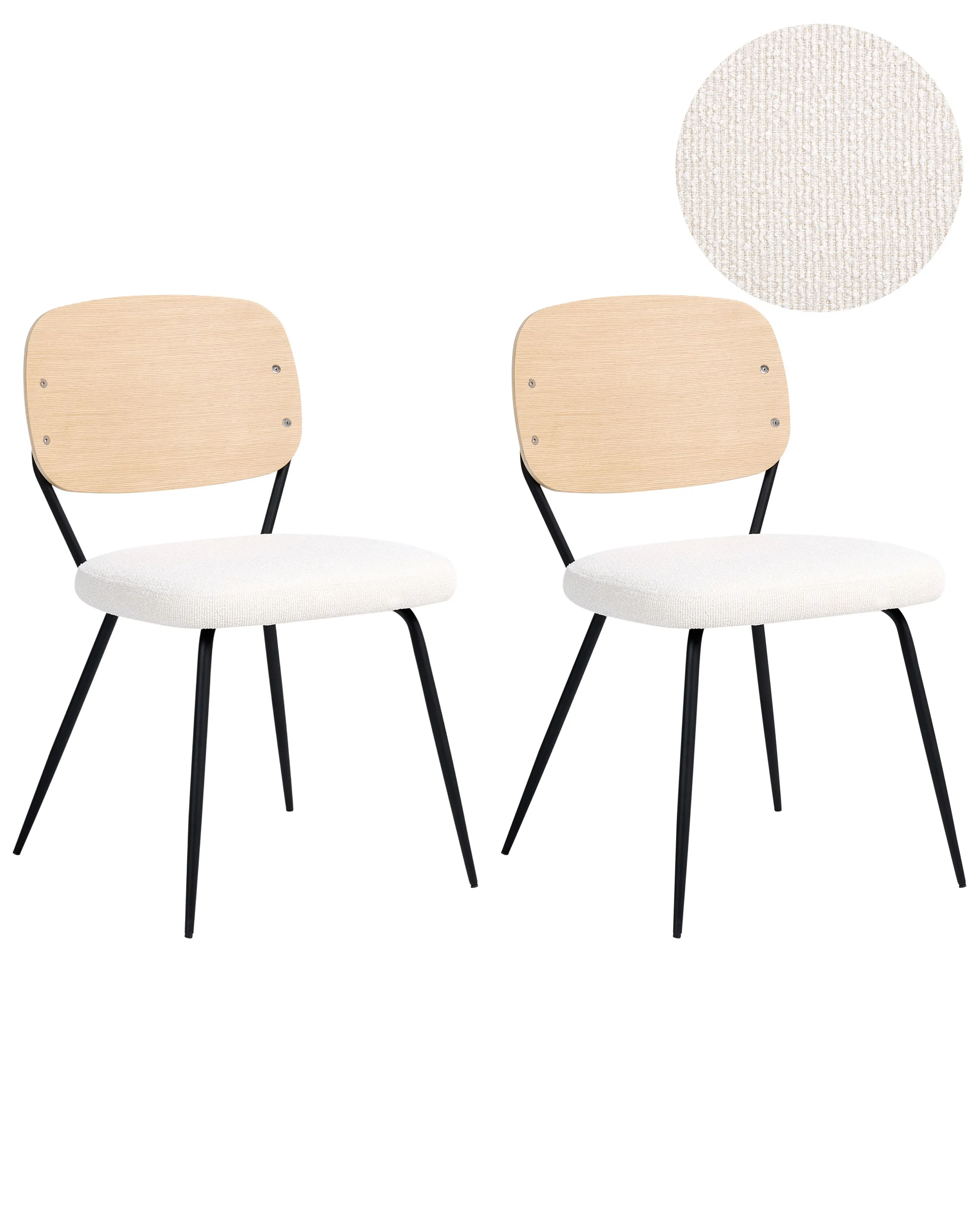 Conjunto de 2 sillas de comedor EILEEN Blanco crema