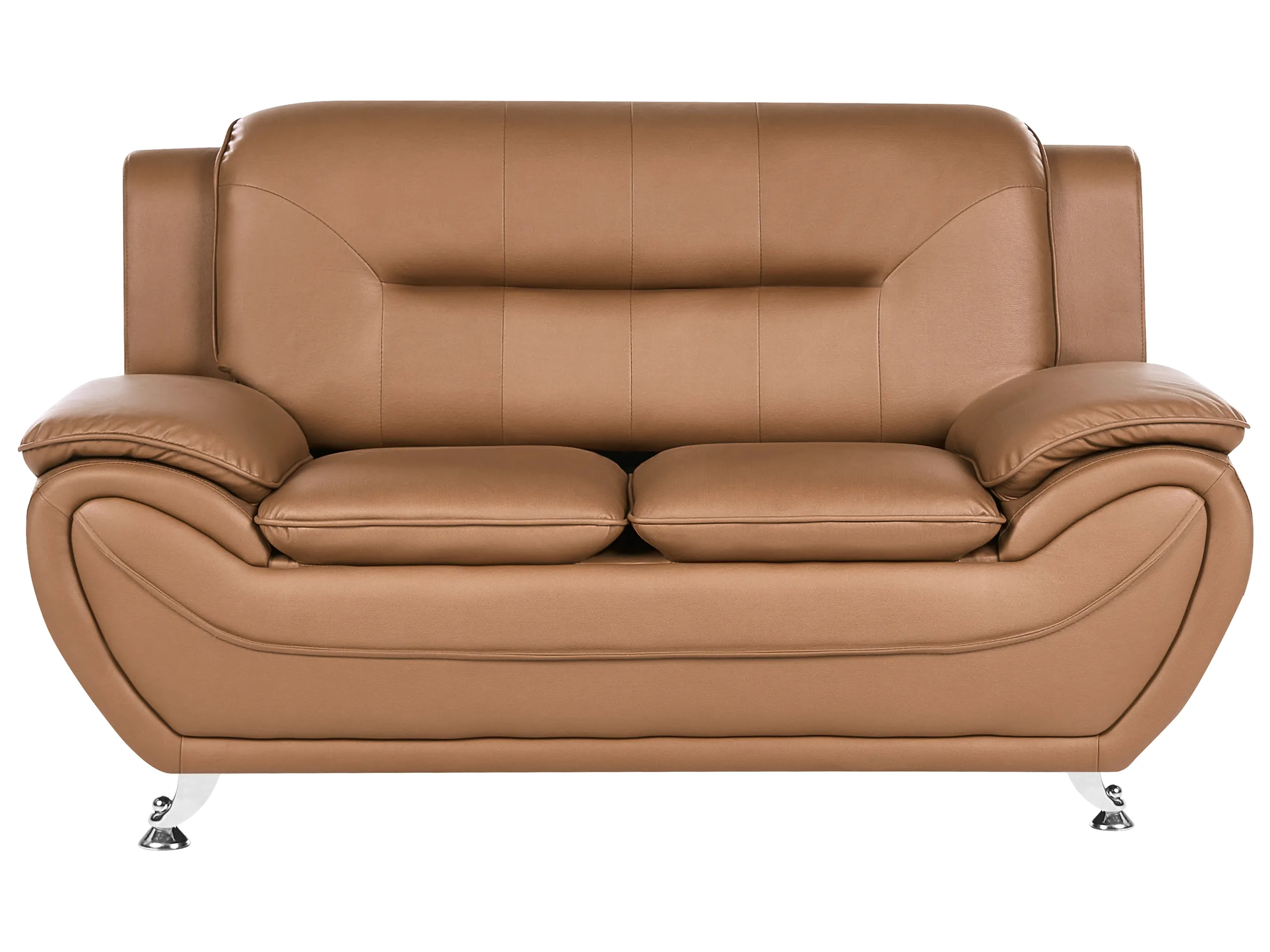 Sofa 2 Seater LEIRA Faux Leather Golden Brown
