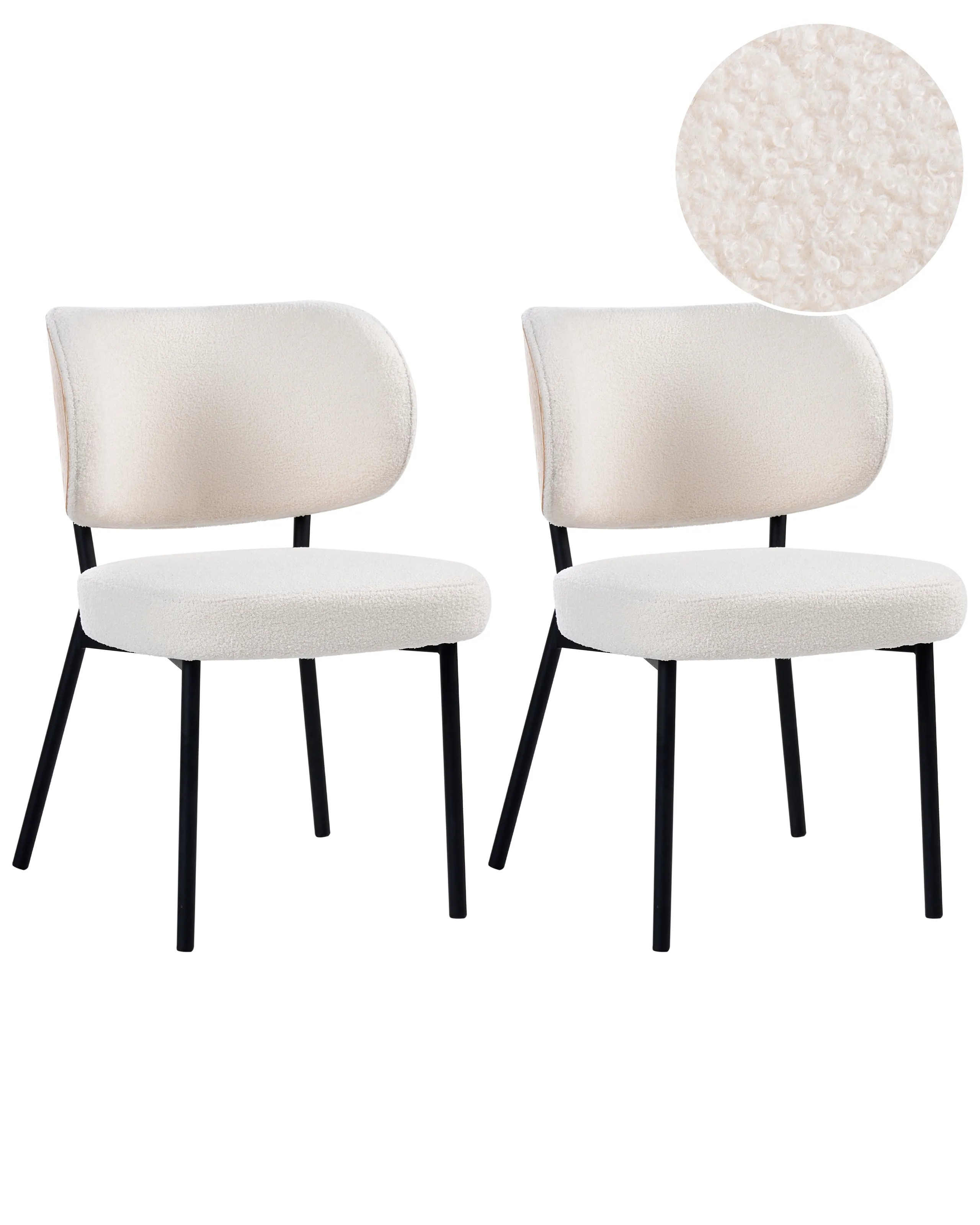 Conjunto de 2 sillas de comedor WONDER Bouclé Blanco crema