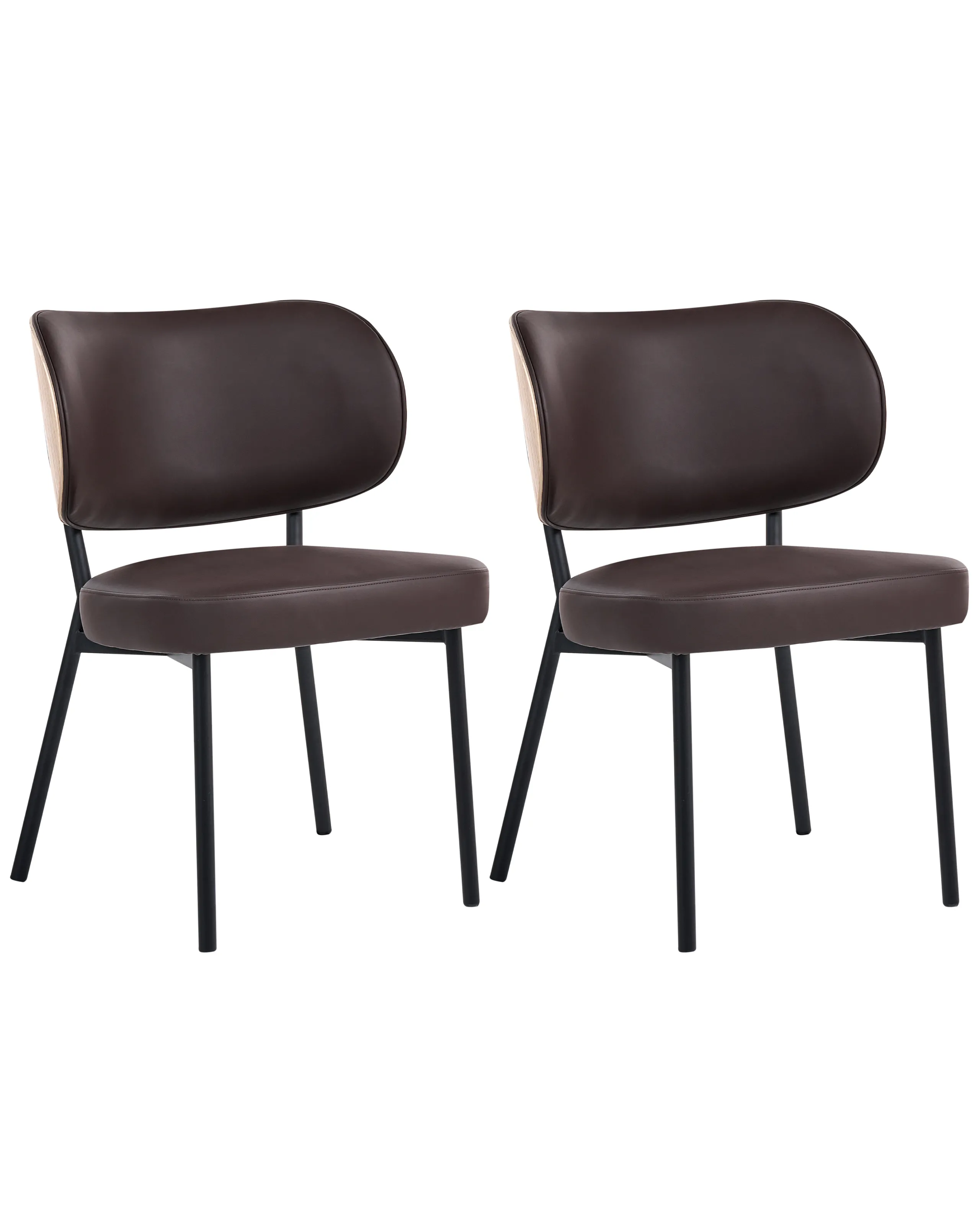 Conjunto de 2 sillas de comedor WONDER Piel sintética Marrón oscuro