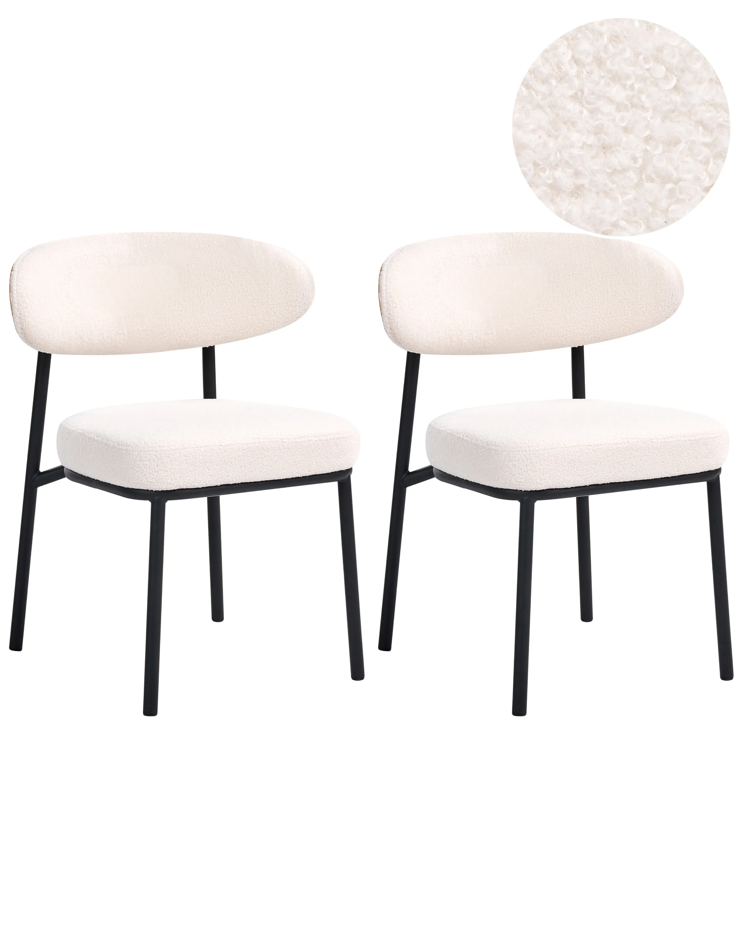 Conjunto de 2 sillas de comedor WINTON Bouclé Blanco crema
