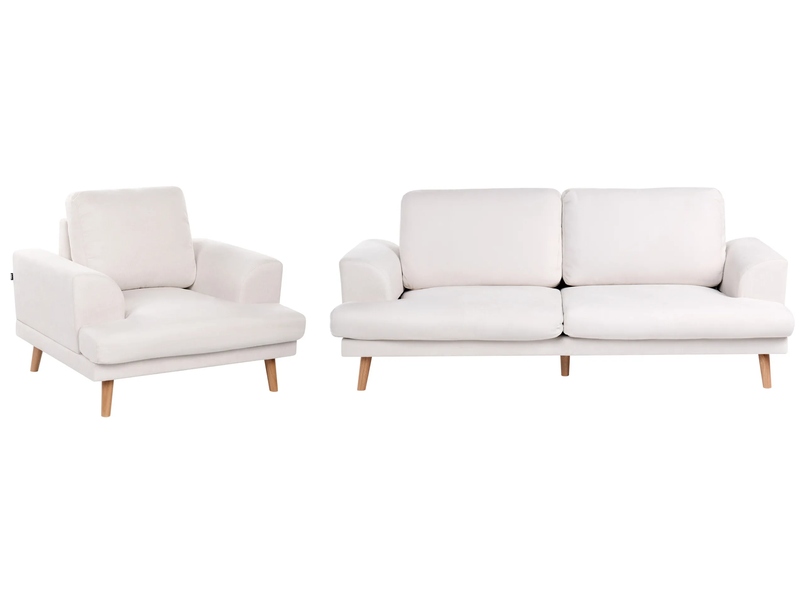Living Room Set 4 Seater KILDAL Fabric Light Beige