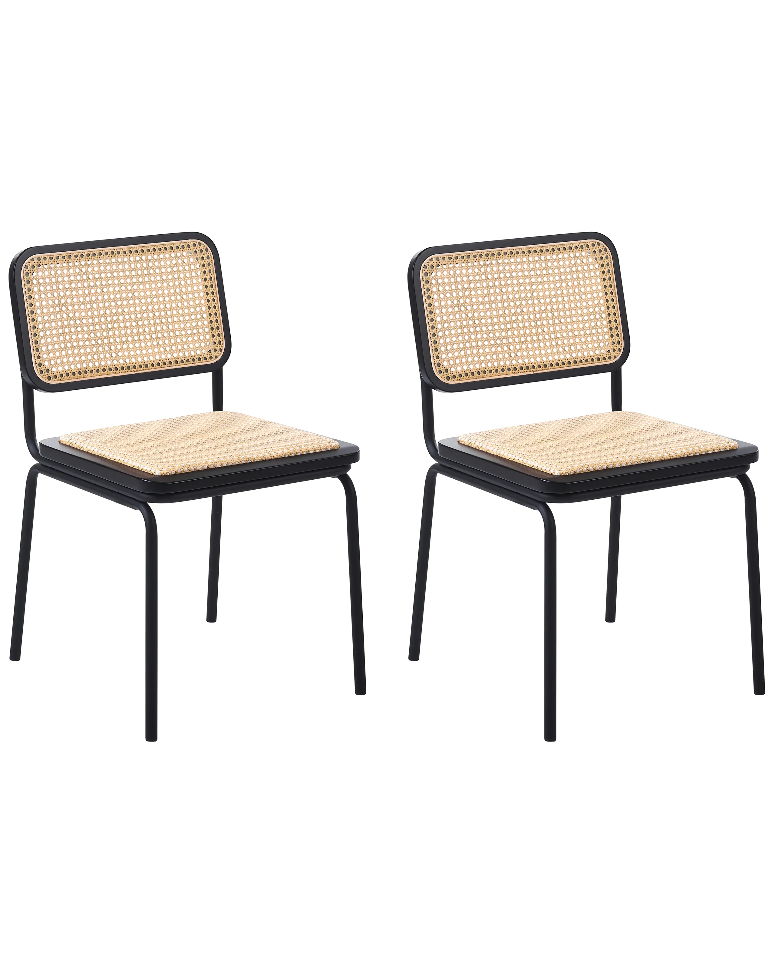 Conjunto de 2 sillas de comedor CORVALLIS Ratán sintético Negro