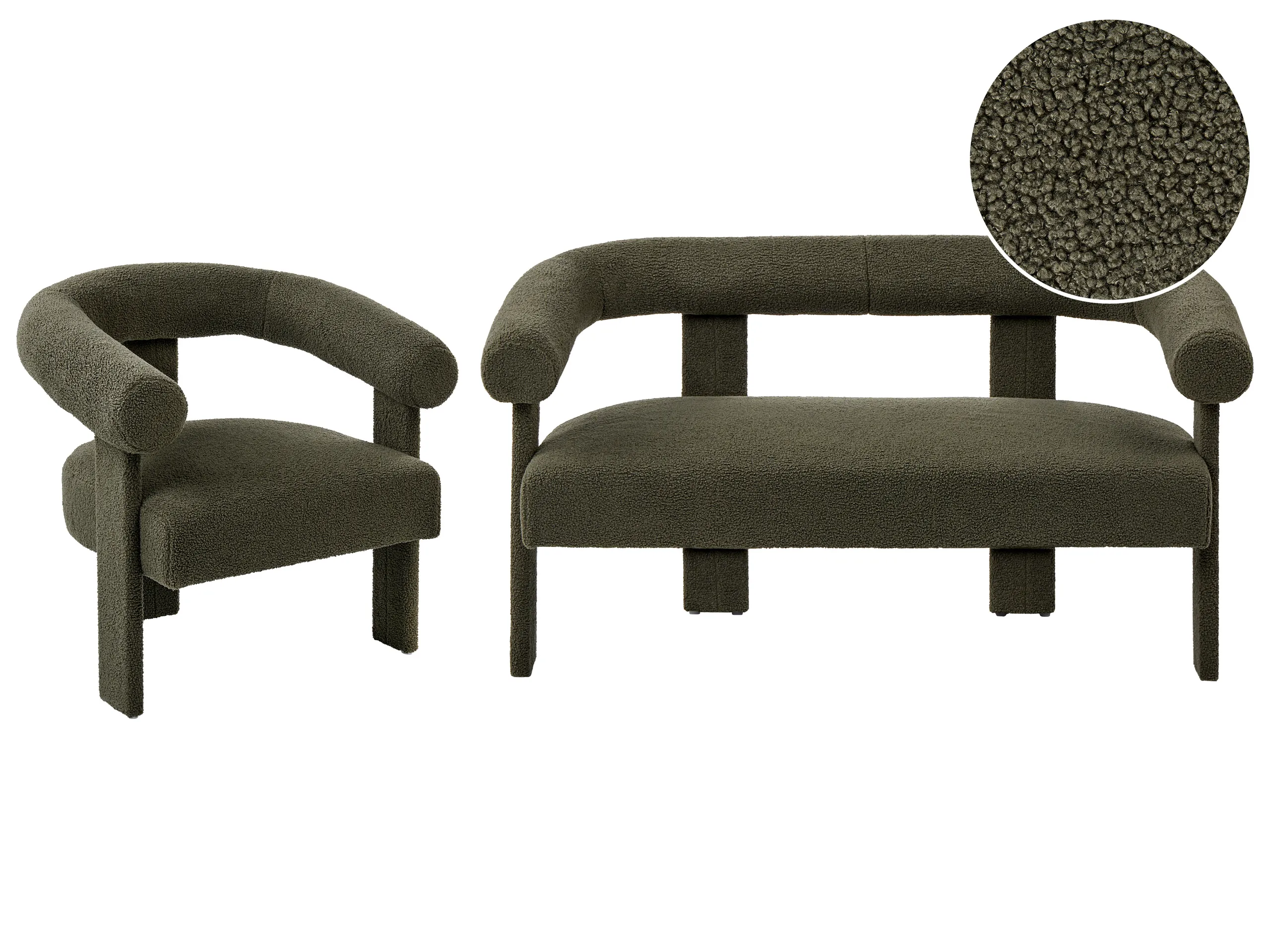 Living Room Set ILBRO Boucle Dark Green