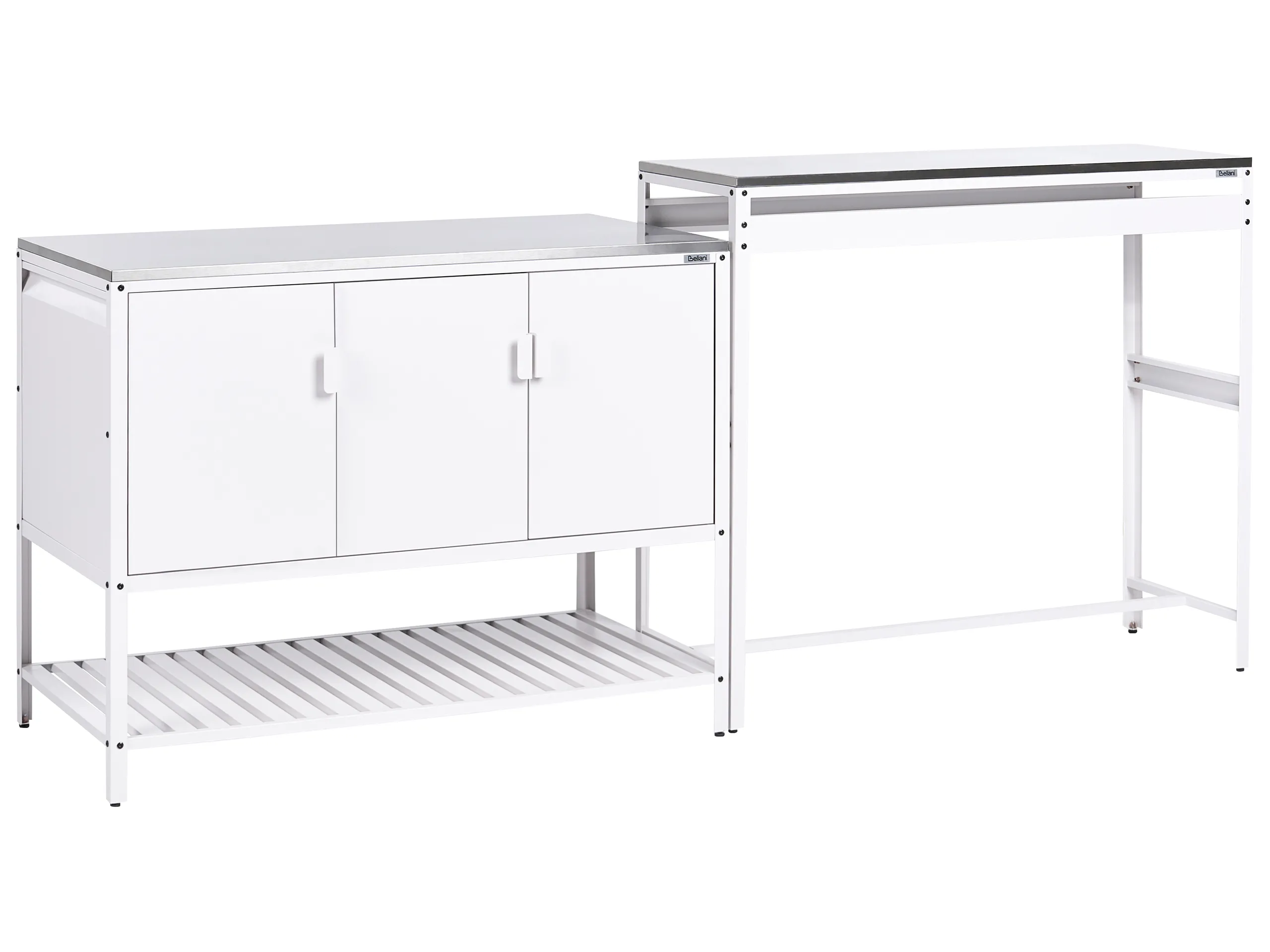 2 Piece Outdoor Kitchen Set with Bar Table MAENZA Metal White