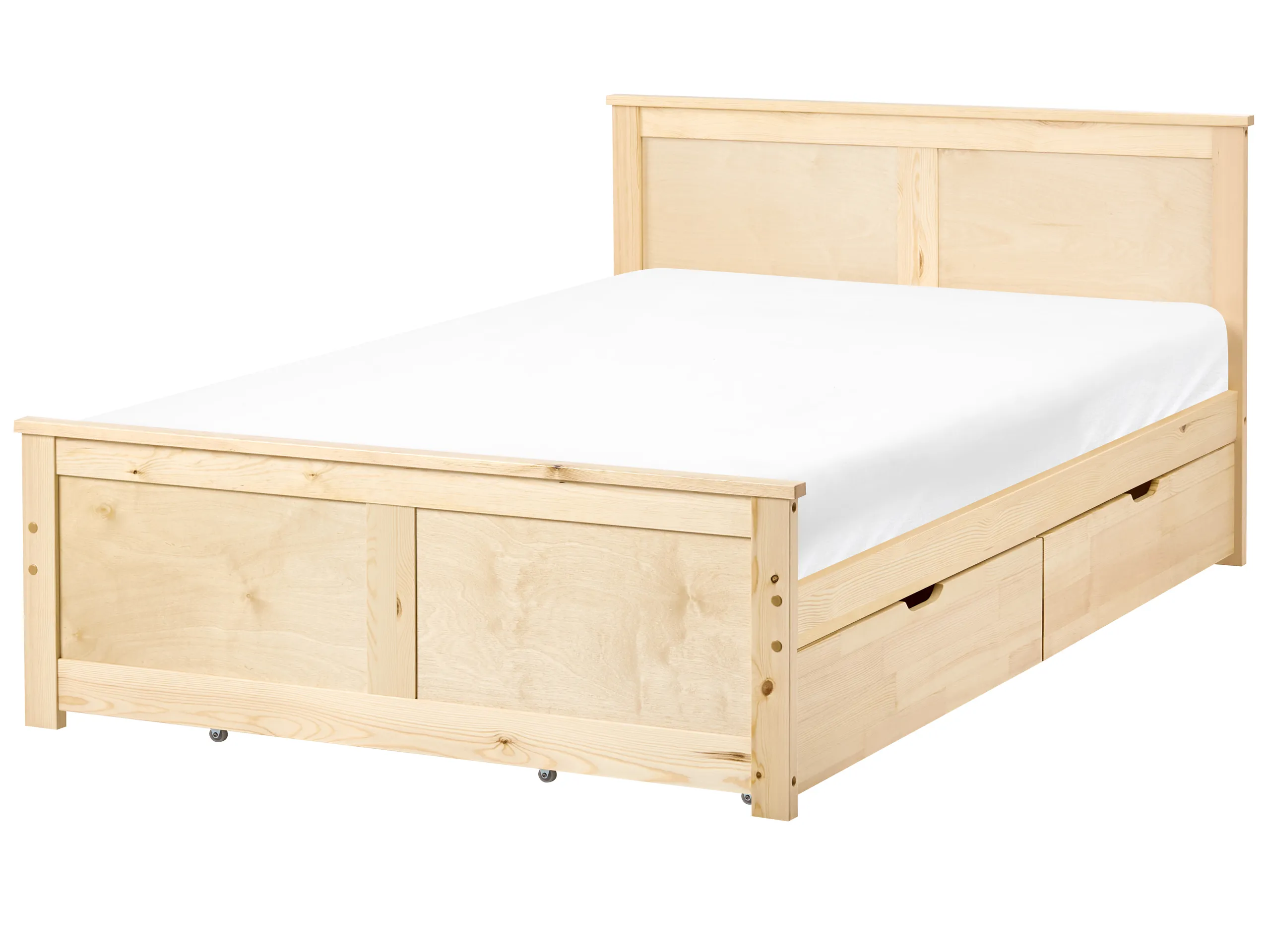 Cama con 4 cajones Madera de pino DAUPHIN 120 x 200 cm Marrón claro