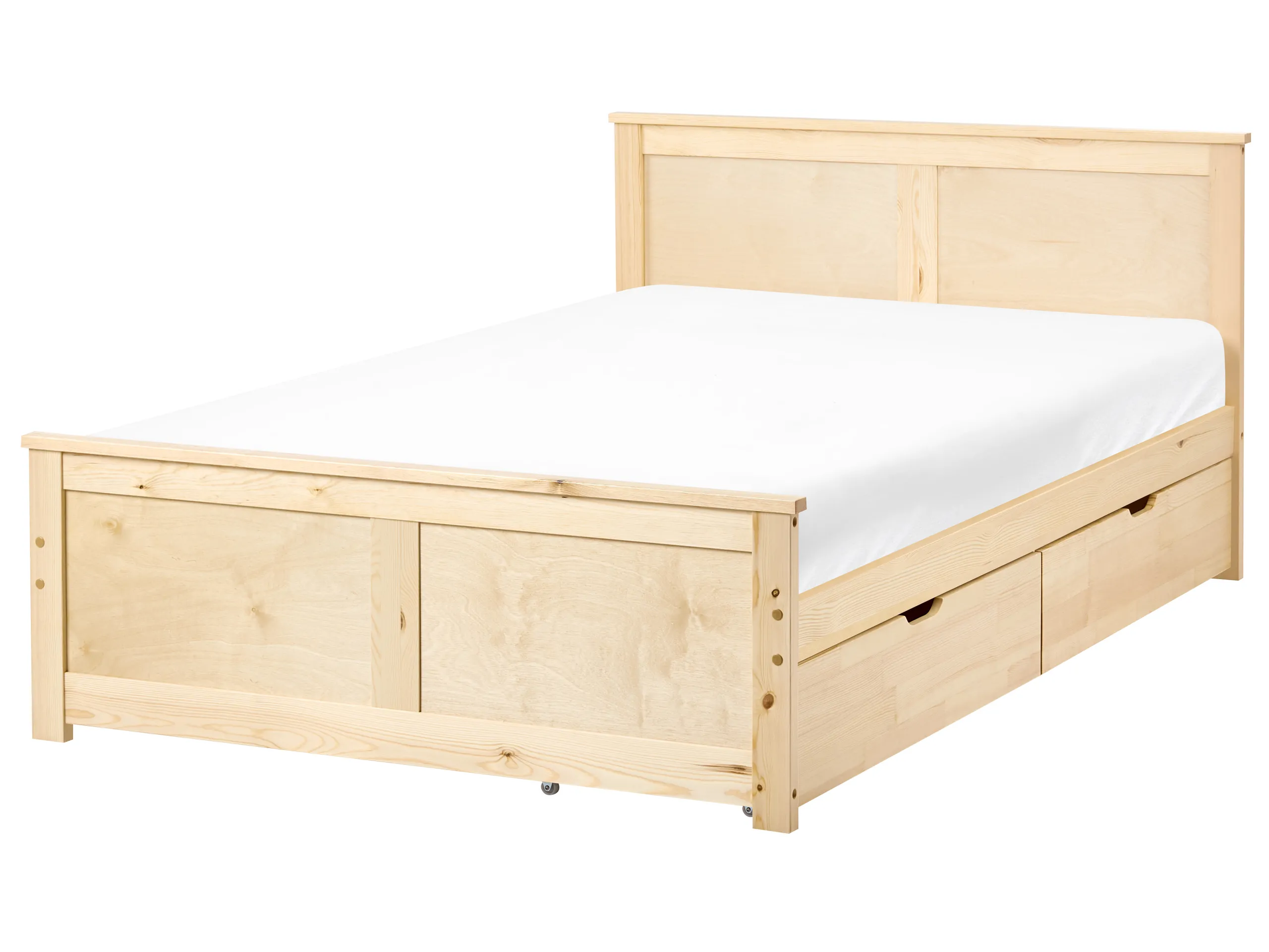 Cama con 2 cajones Madera de pino DAUPHIN 120 x 200 cm Marrón claro