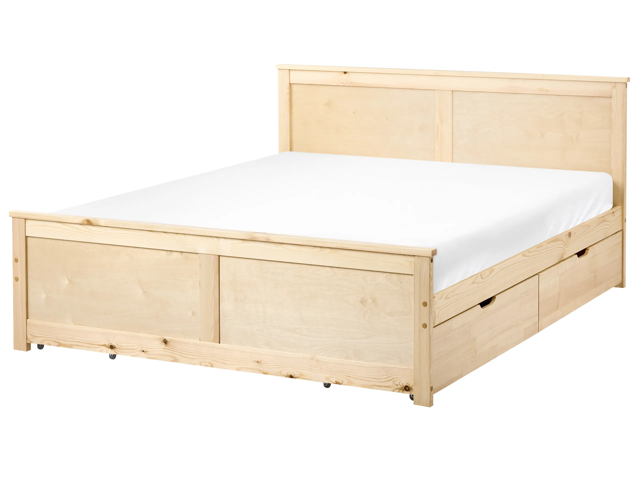 Cama con 4 cajones Madera de pino DAUPHIN 140 x 200 cm Marrón claro