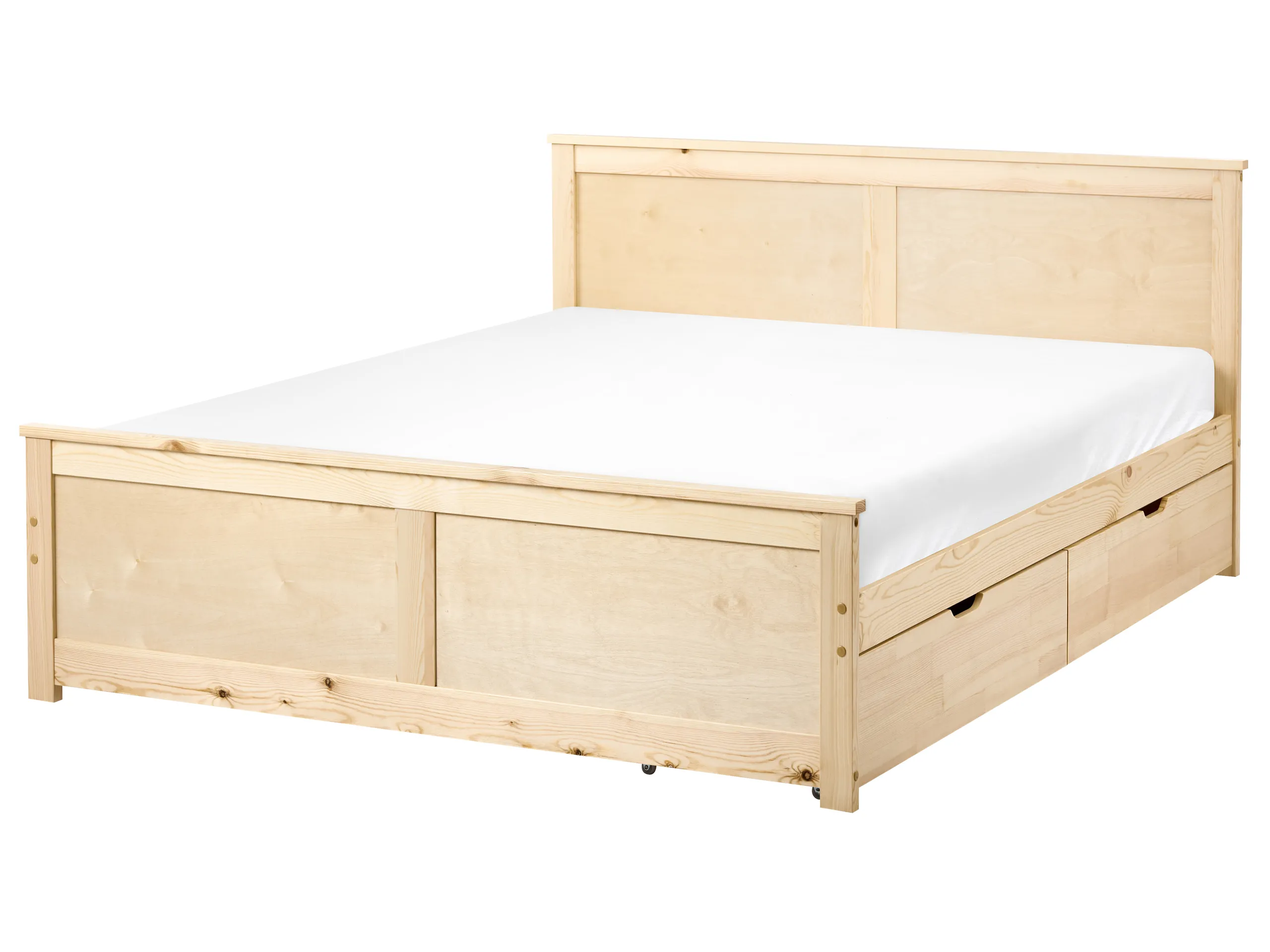 Cama con 2 cajones Madera de pino DAUPHIN 140 x 200 cm Marrón claro