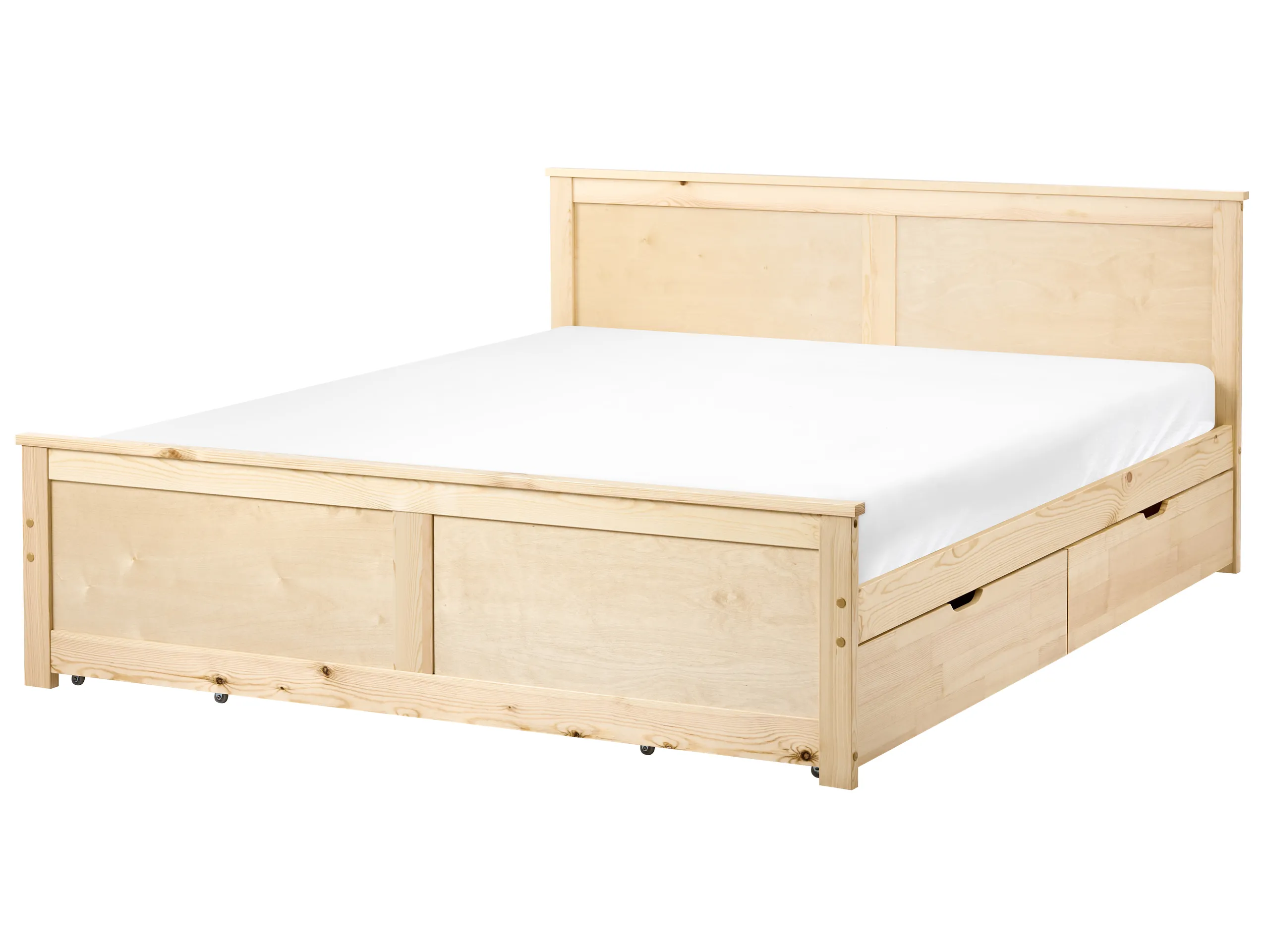 Cama con 4 cajones Madera de pino DAUPHIN 160 x 200 cm Marrón claro