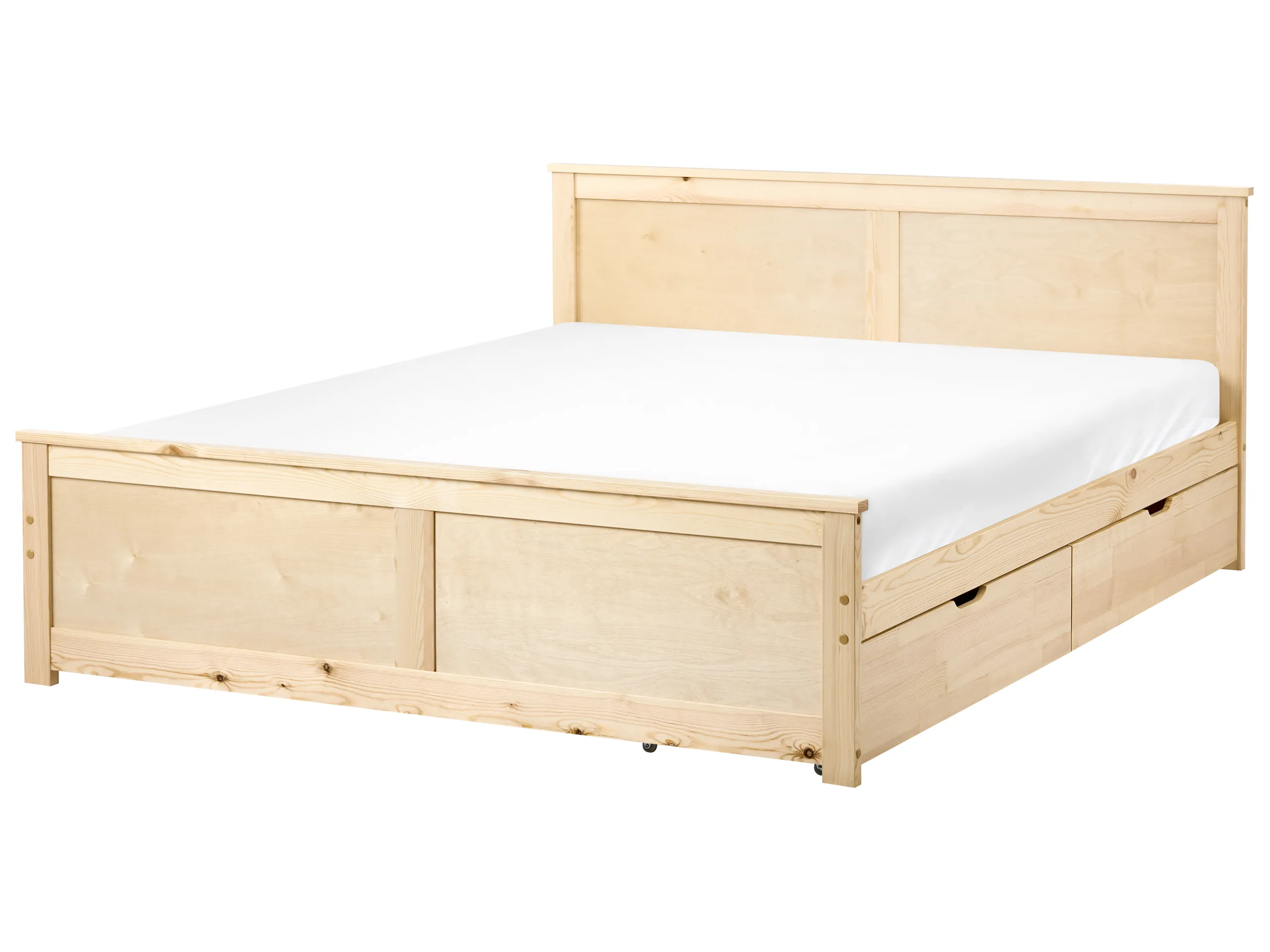 Cama con 2 cajones Madera de pino DAUPHIN 160 x 200 cm Marrón claro