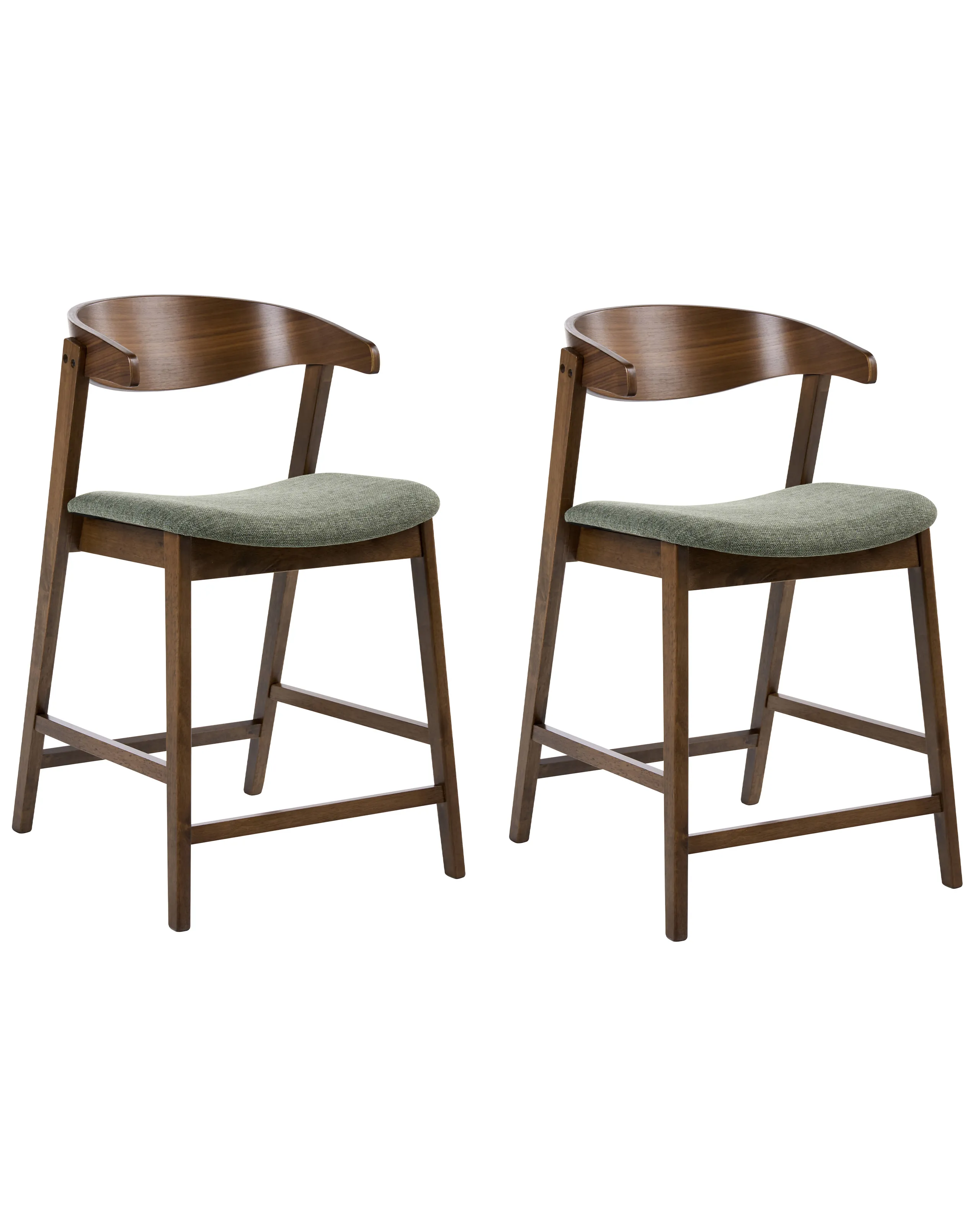 Conjunto de 2 sillas de bar LILLY Verde oscuro/Marrón