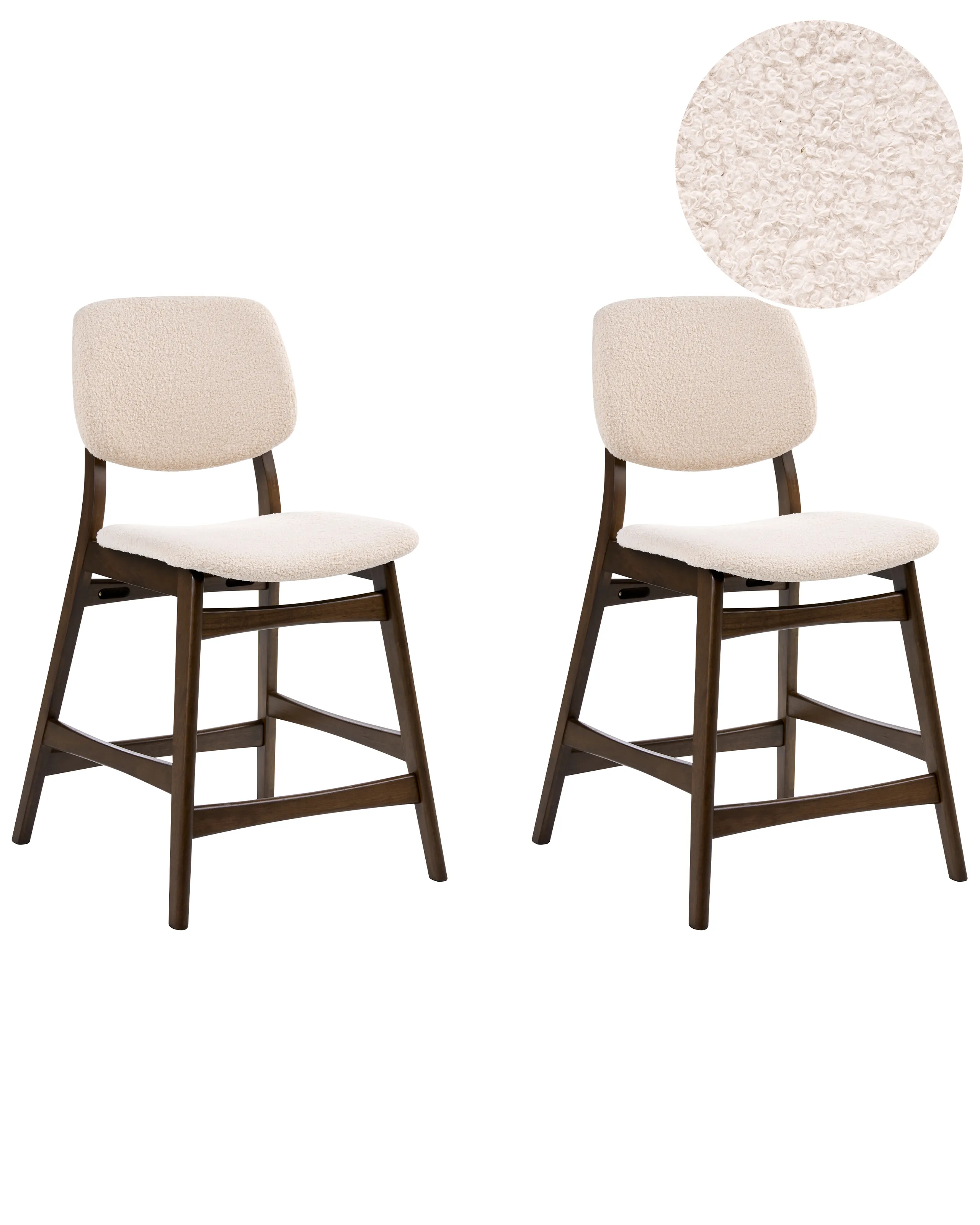 Conjunto de 2 sillas de bar ELAINE Bouclé Marrón/Beige claro