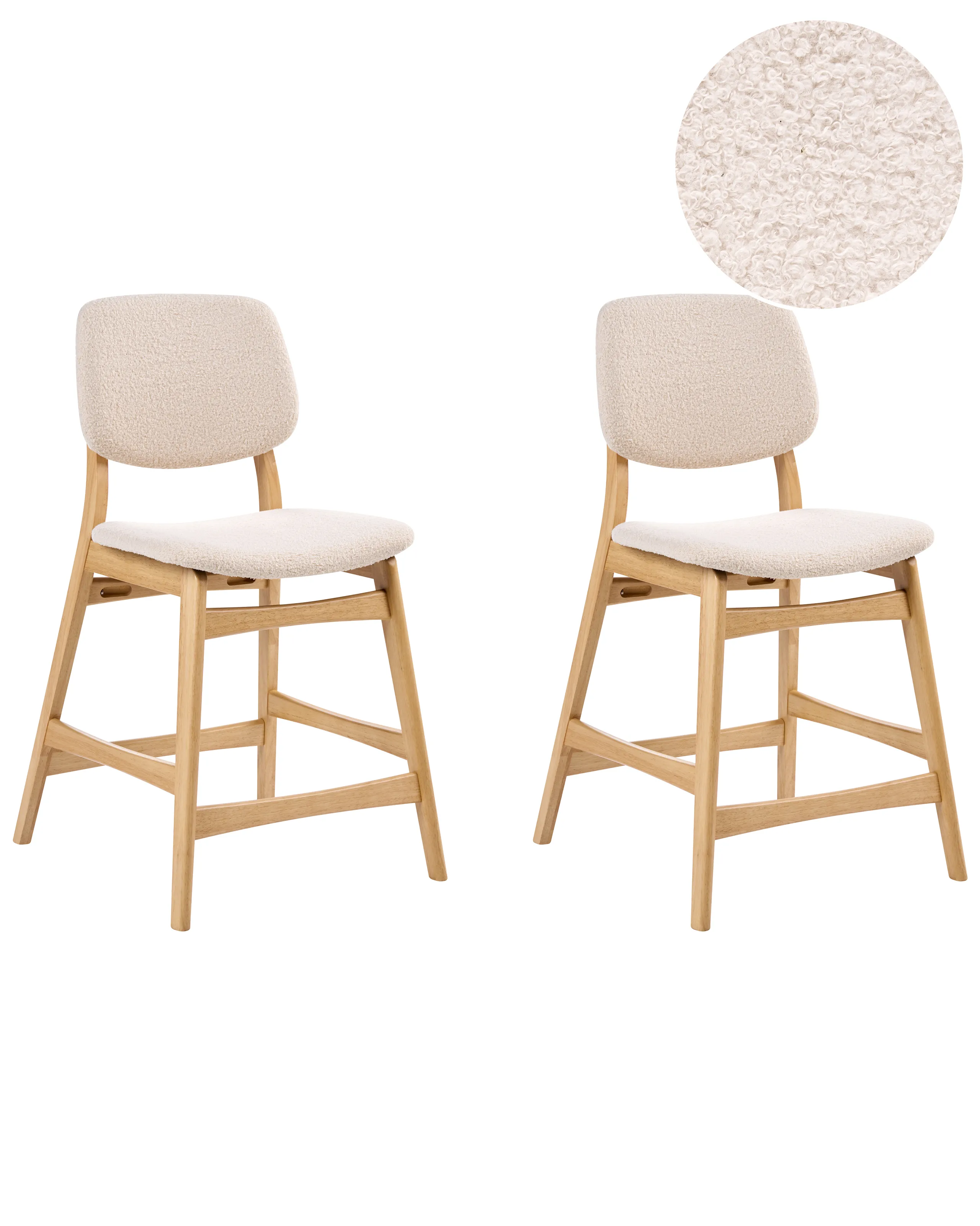 Conjunto de 2 sillas de bar ELAINE Bouclé Marrón claro/Beige