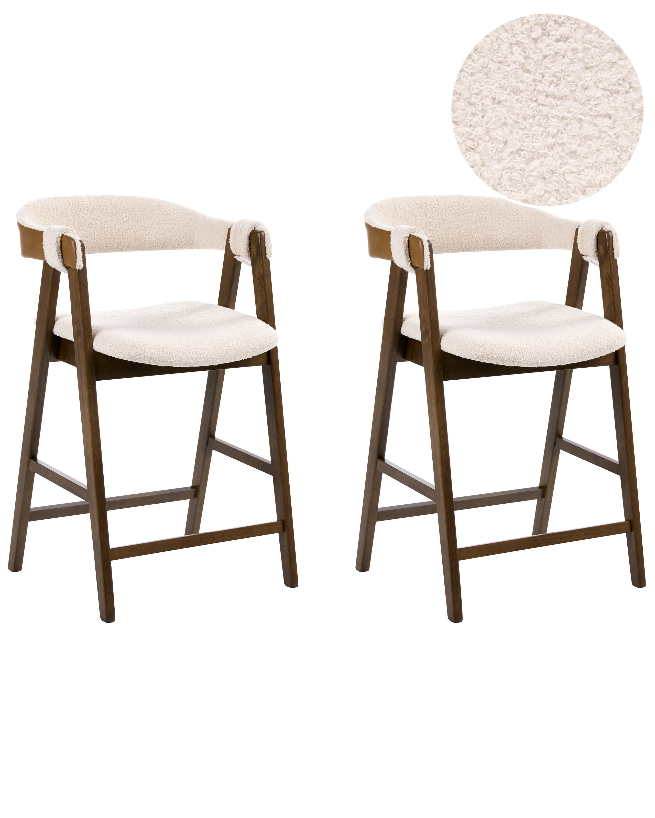 Conjunto de 2 sillas de bar DAY Bouclé Marrón/Beige claro