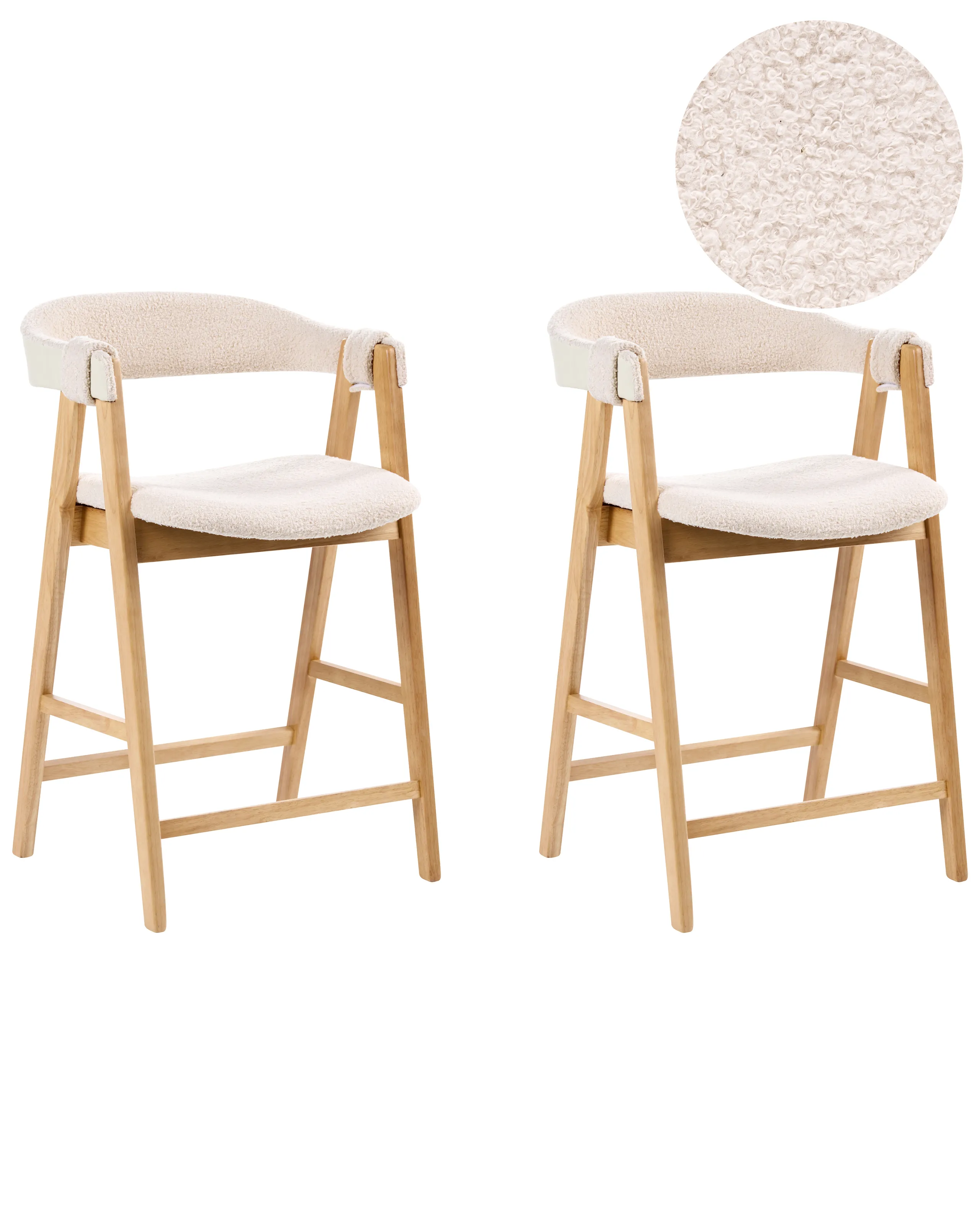 Conjunto de 2 sillas de bar DAY Bouclé Marrón claro/Beige claro
