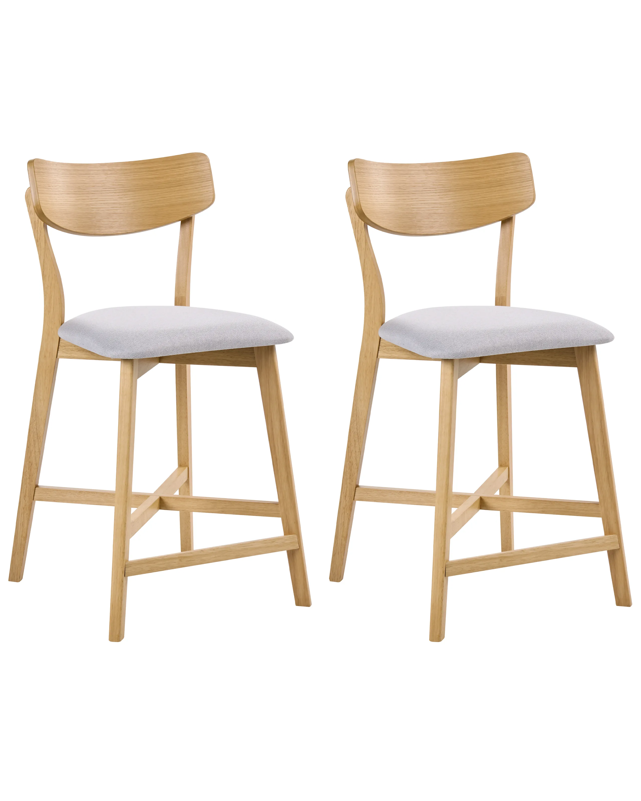 Conjunto de 2 sillas de bar HOPE Madera Marrón claro/Gris