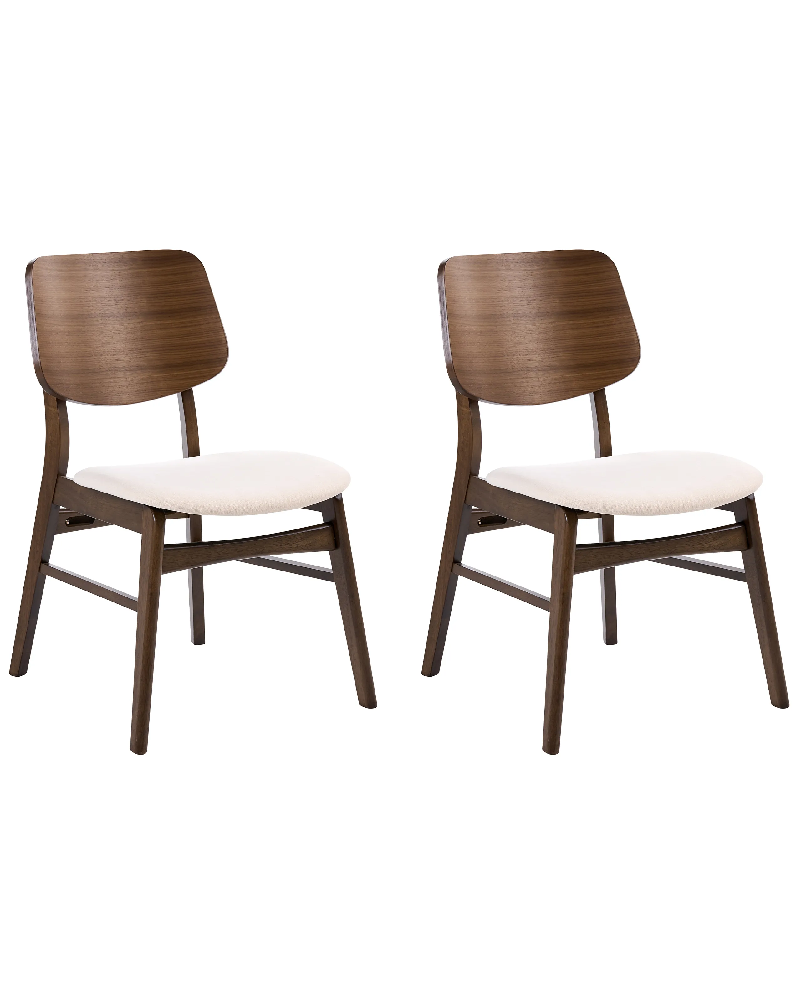 Conjunto de 2 sillas de comedor MAYER Tela Blanco crema/Marrón