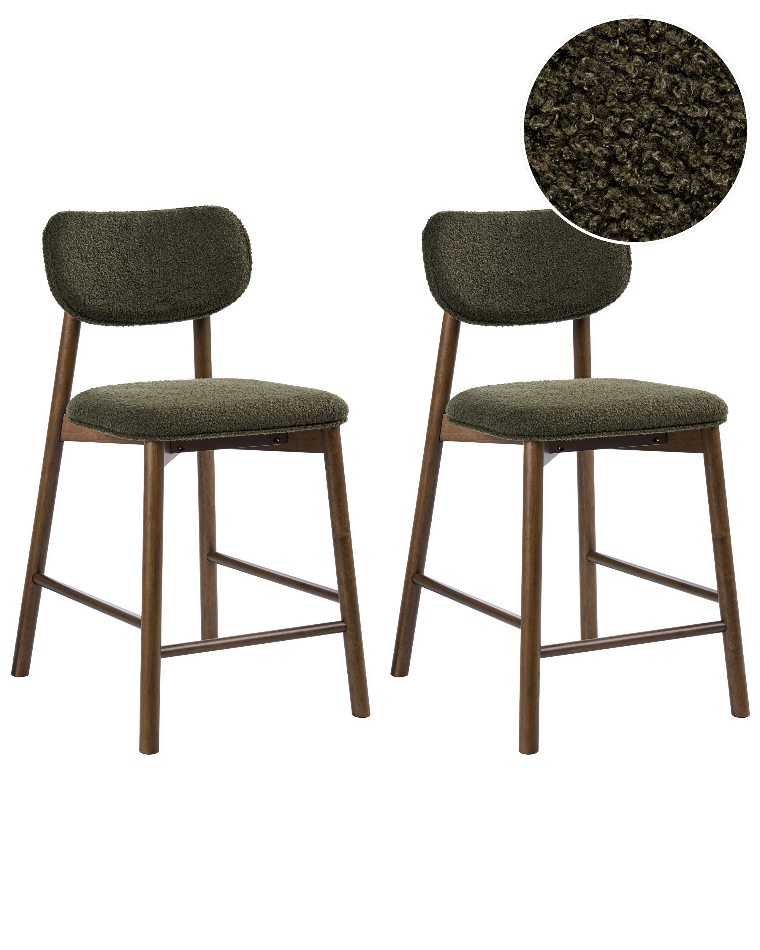 Conjunto de 2 sillas de bar MILLS Bouclé Marrón/Verde