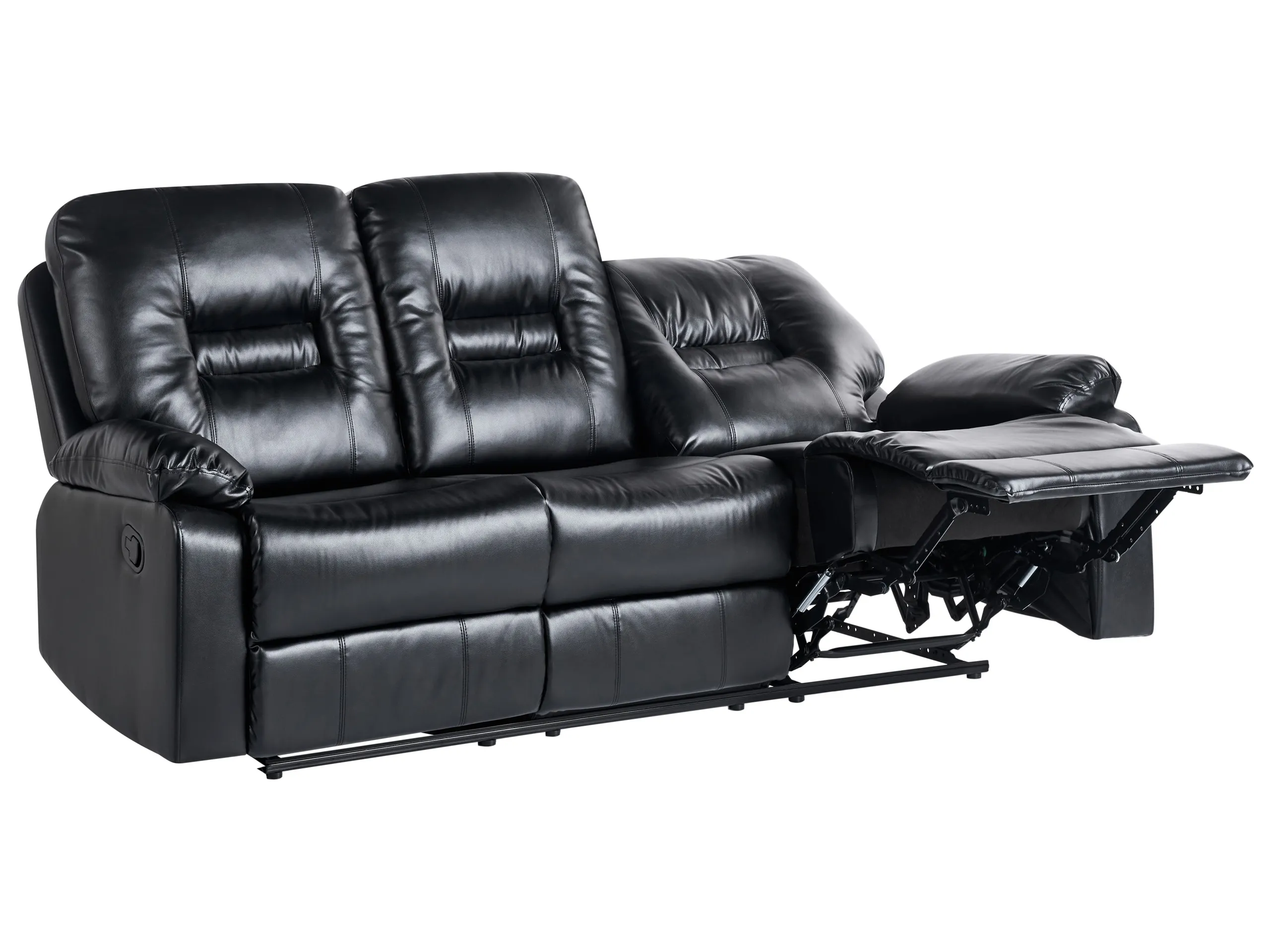 Manual Recliner Sofa 3 Seater BERGEN Faux Leather Black