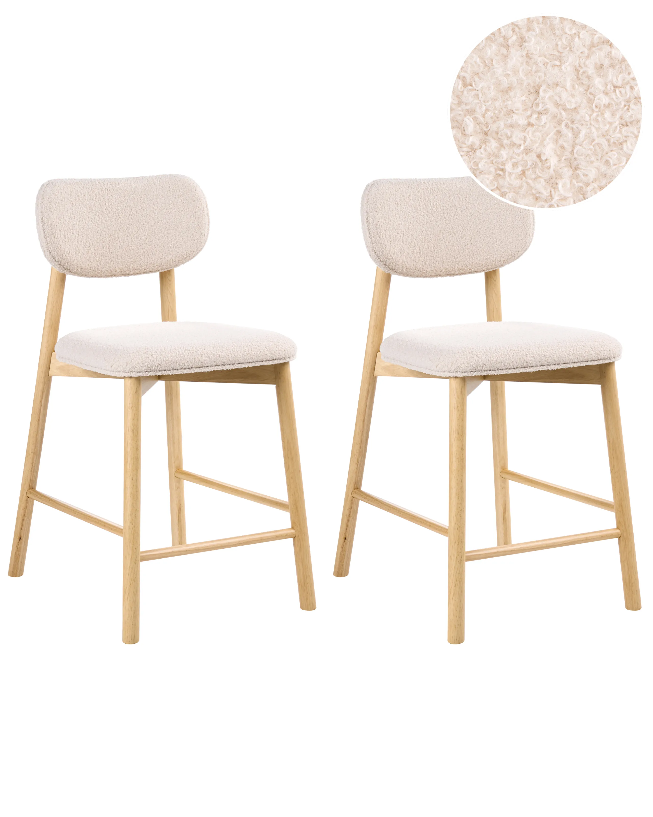 Conjunto de 2 sillas de bar MILLS Bouclé Marrón claro/Beige