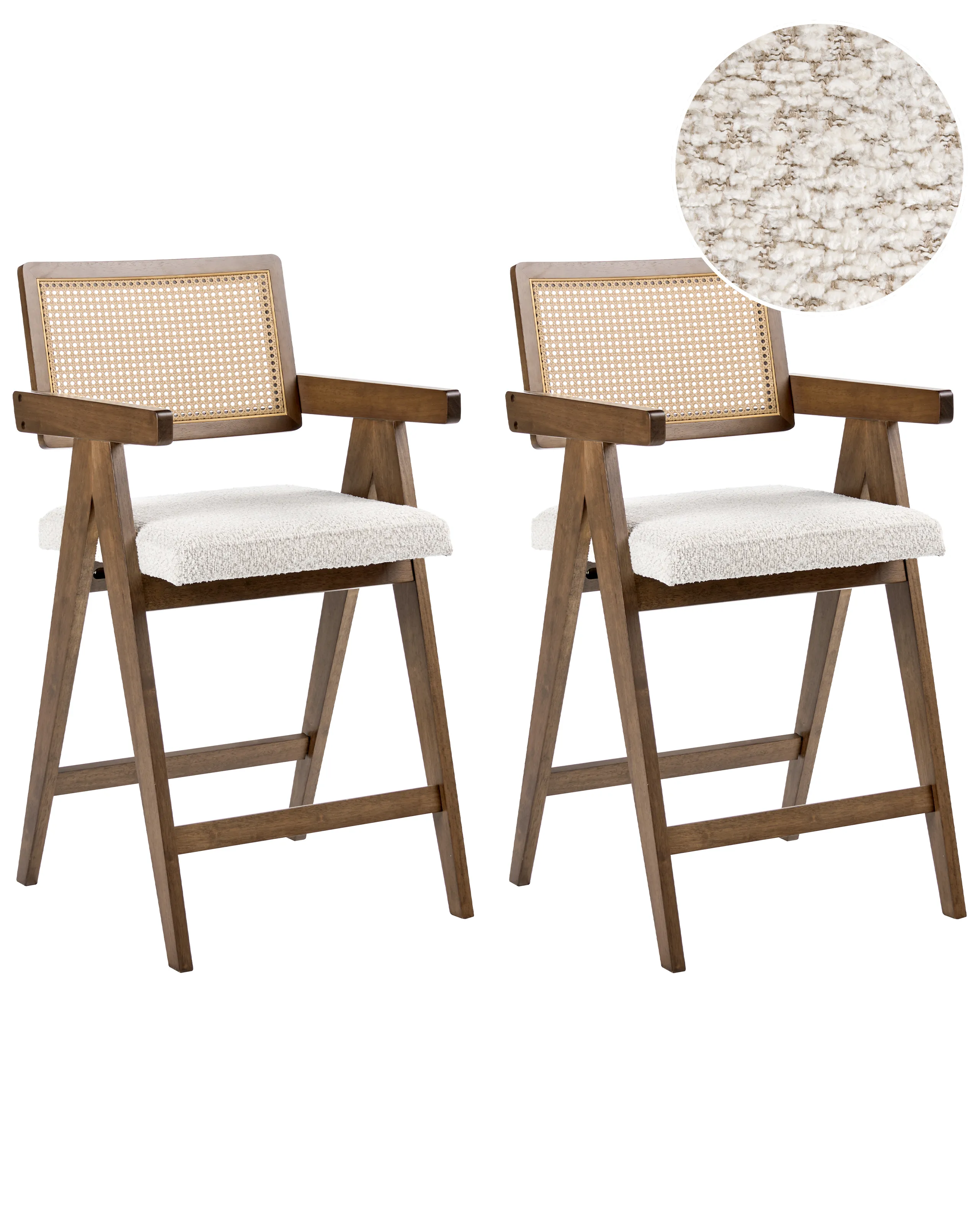 Conjunto de 2 sillas de bar AVA Madera Marrón/Beige claro