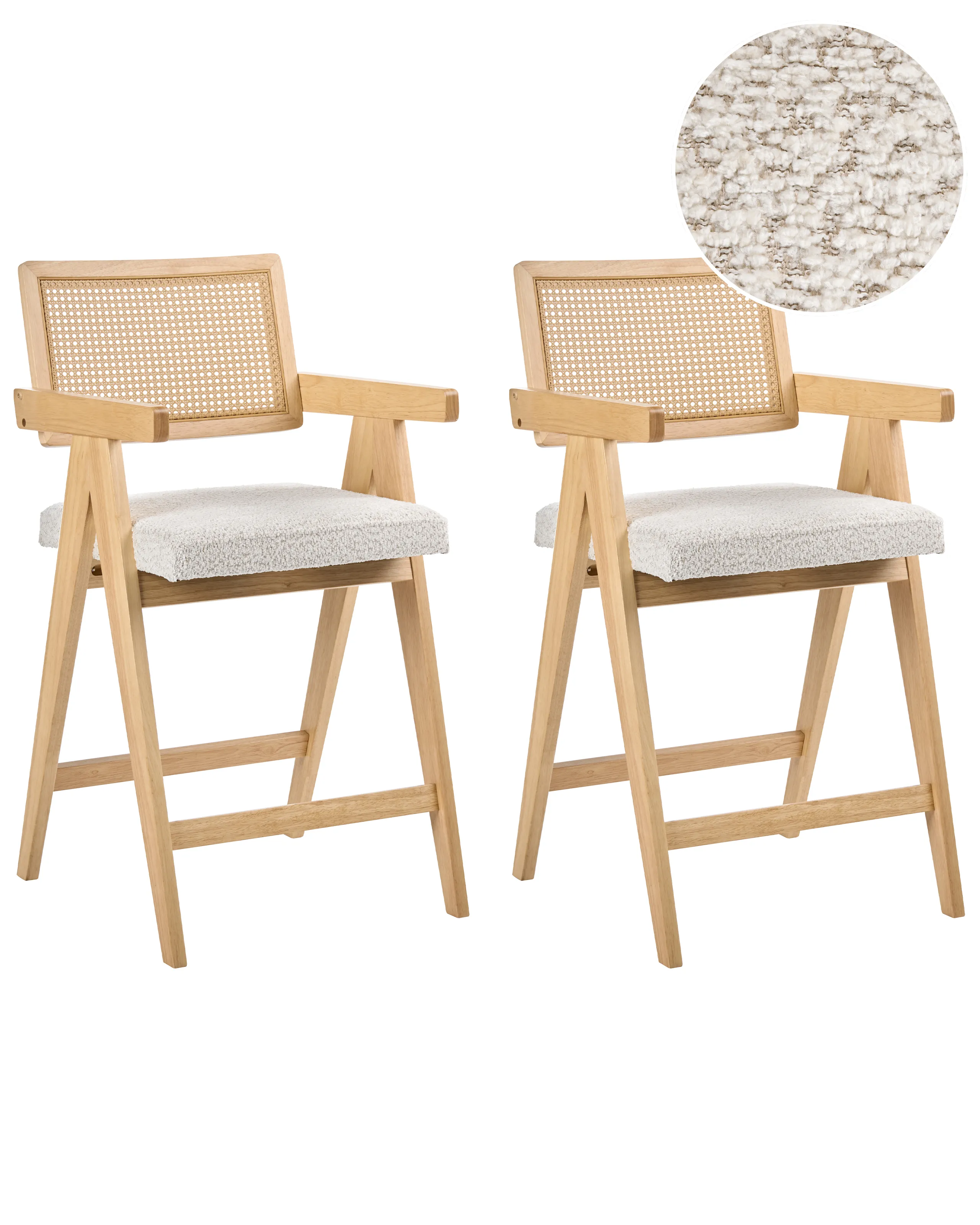 Conjunto de 2 sillas de bar AVA Madera Marrón claro/Beige