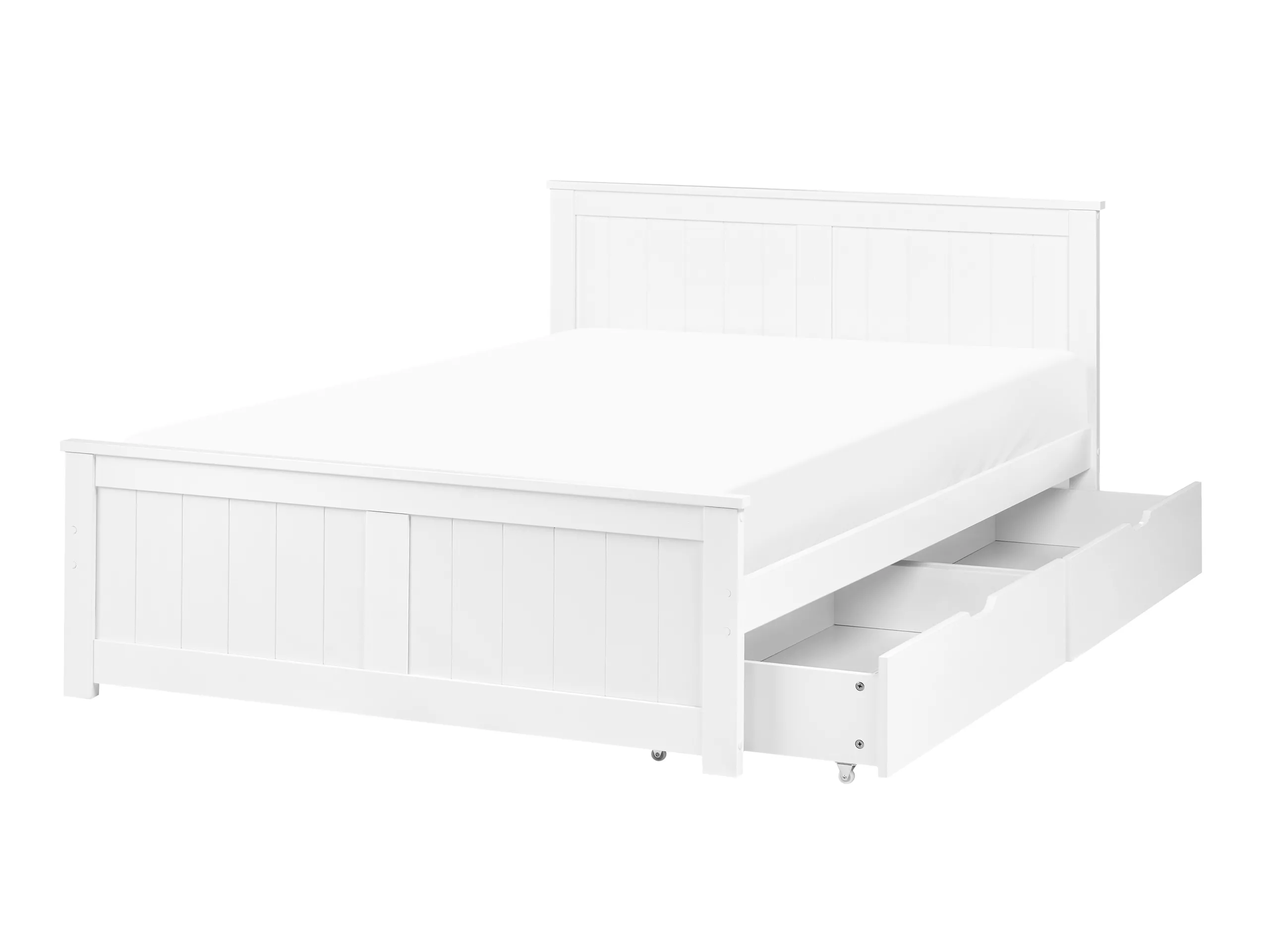 Cama con 2 cajones Madera de pino SABRAN 120 x 200 cm Blanco