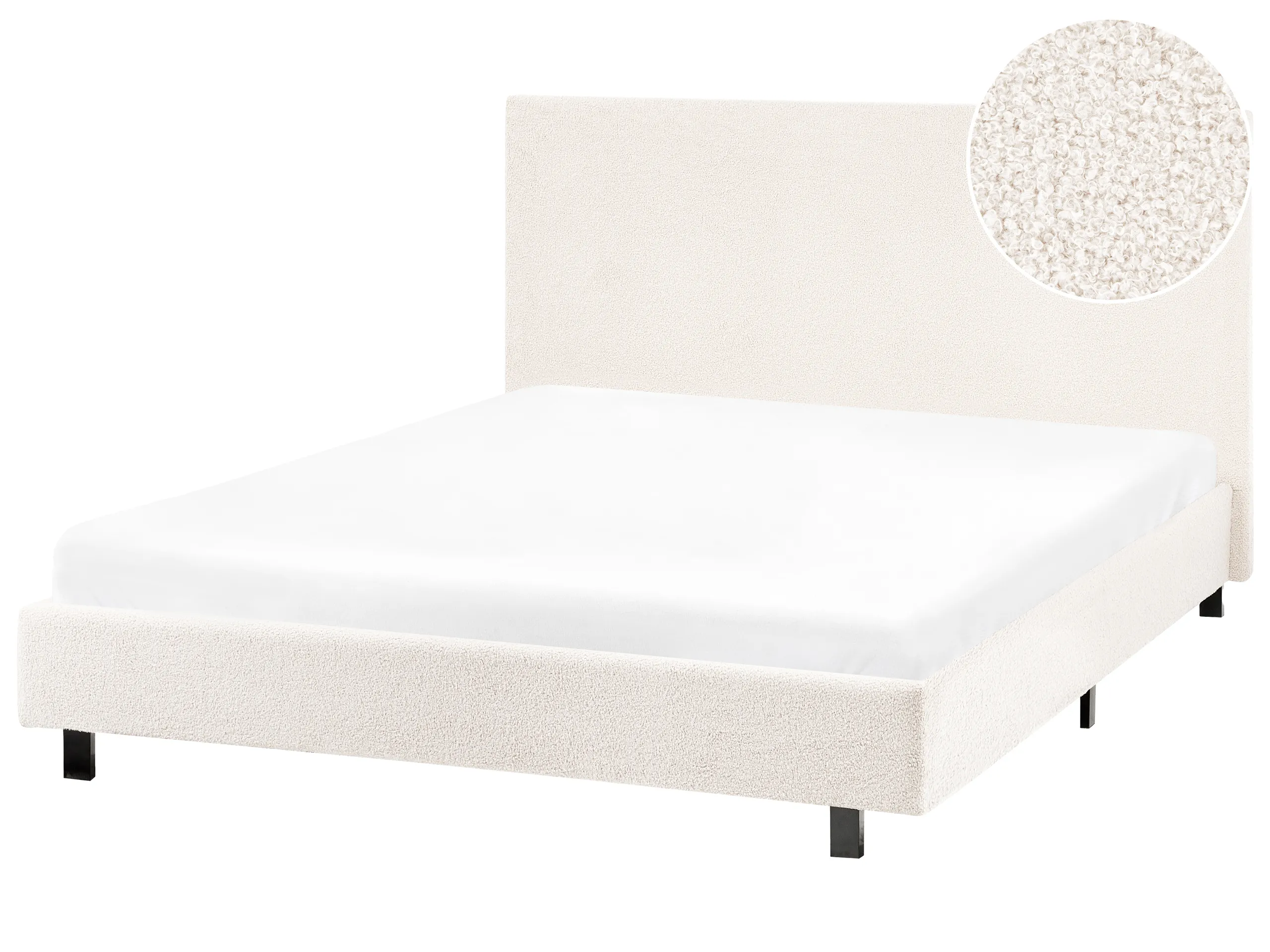 Bed Boucle ALBI 120 x 200 cm (EU Small Double) Off-White