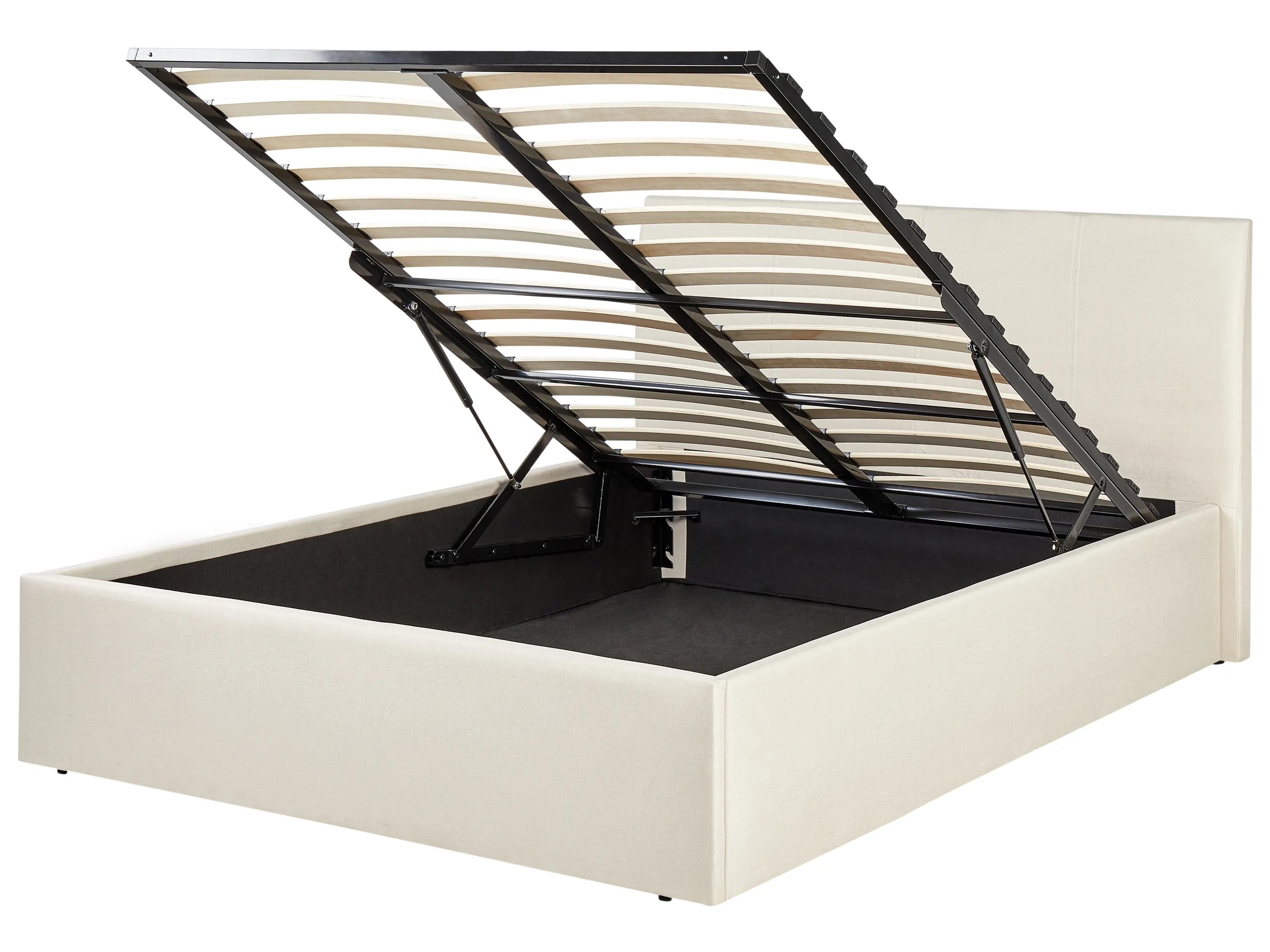 Cama con almacenaje Tela ORBEY 120 x 200 cm Beige claro