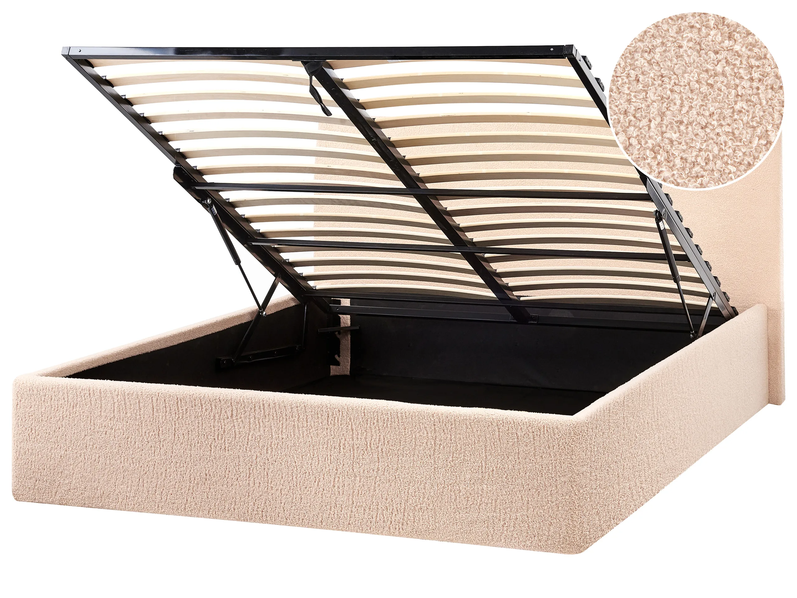 Cama con almacenaje Bouclé ORBEY 120 x 200 cm Beige
