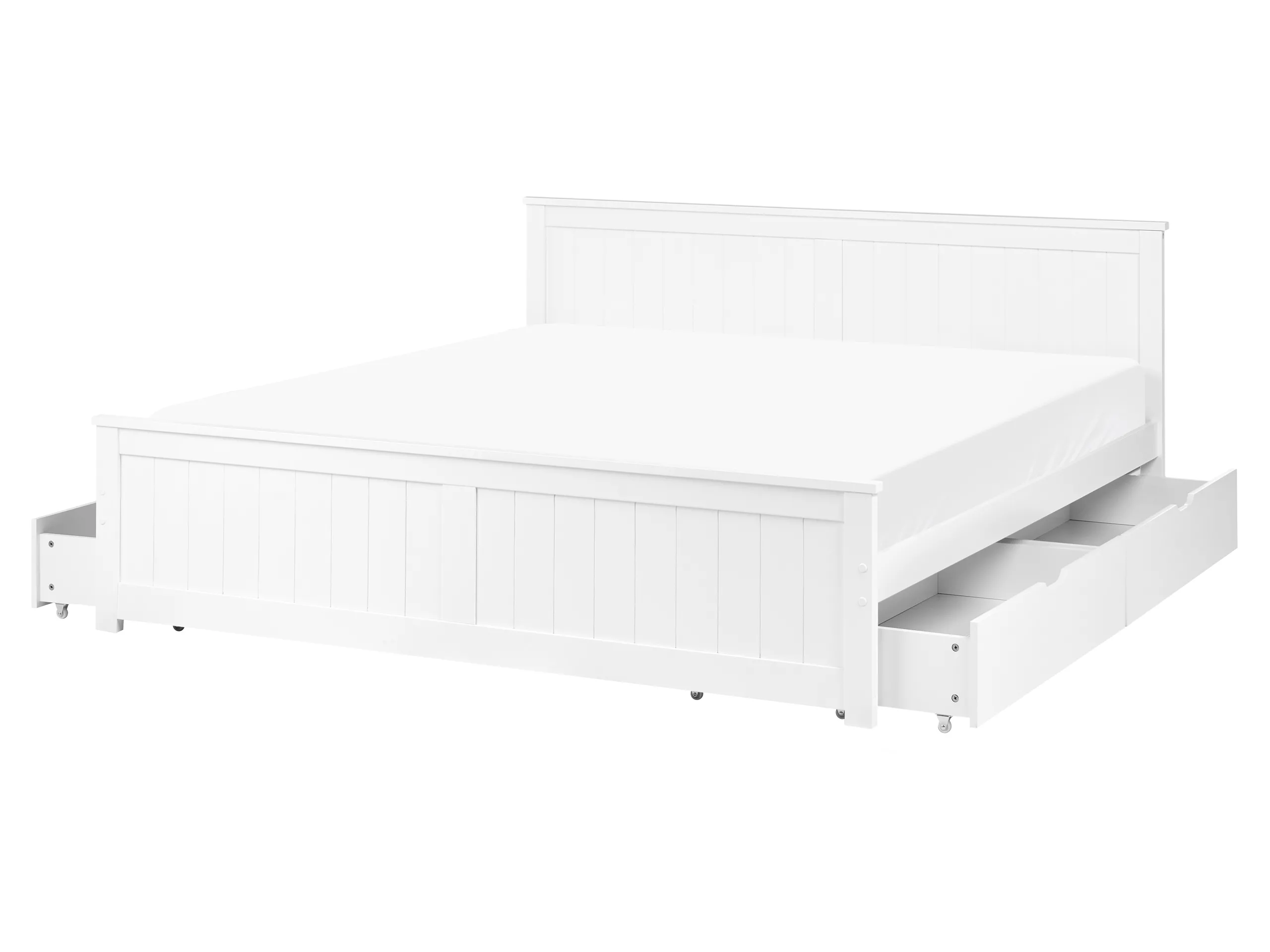 Cama con 4 cajones Madera de pino SABRAN 160 x 200 cm Blanco