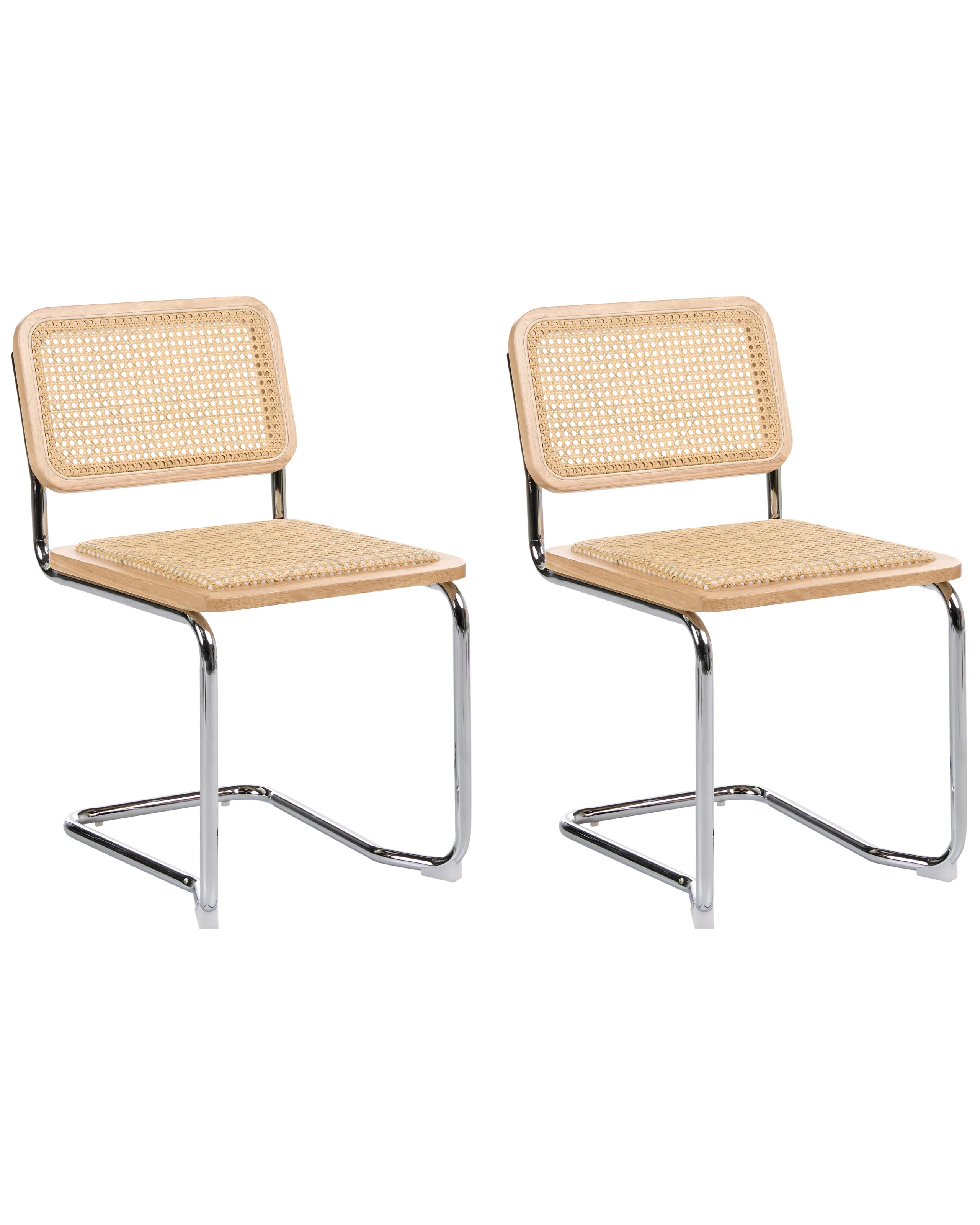 Conjunto de 2 sillas de comedor CORDOVA Ratán Marrón claro
