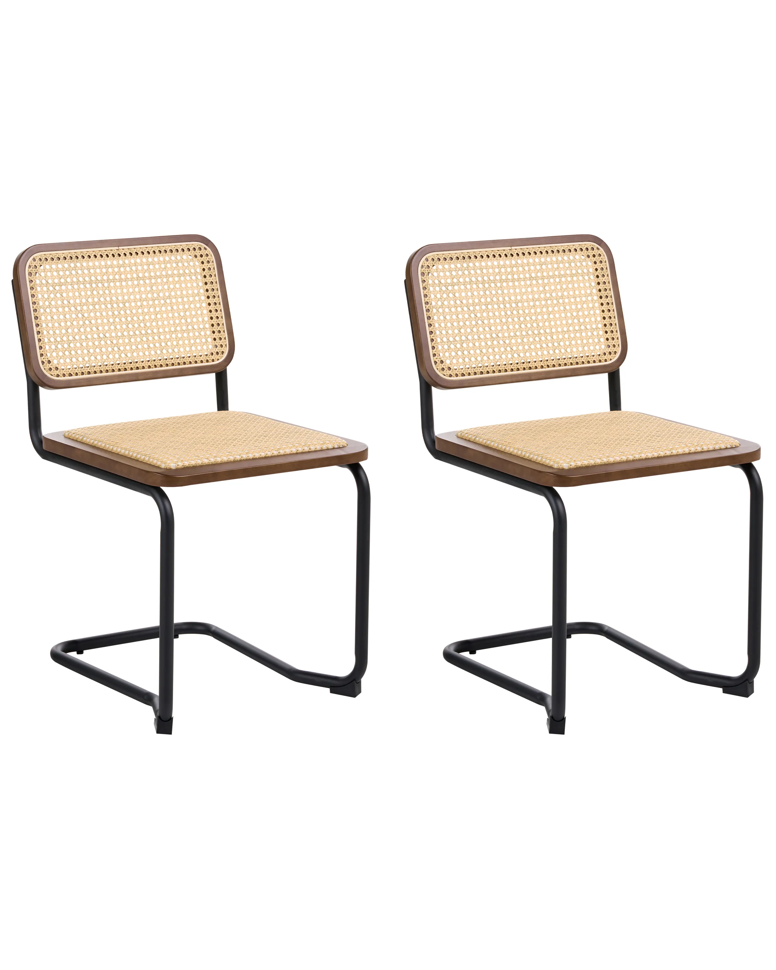 Conjunto de 2 sillas de comedor CORDOVA Ratán Marrón