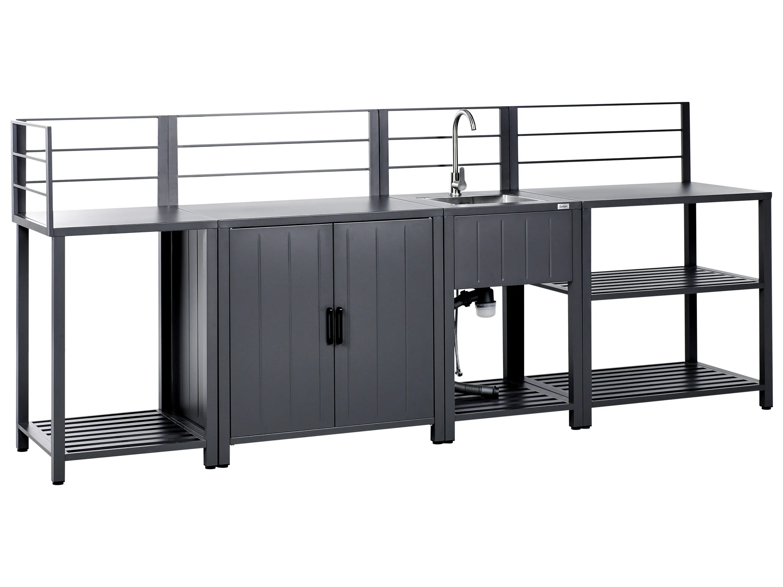 Conjunto de 4 muebles de cocina exterior con fregadero VIGGIANO Metal Grafito