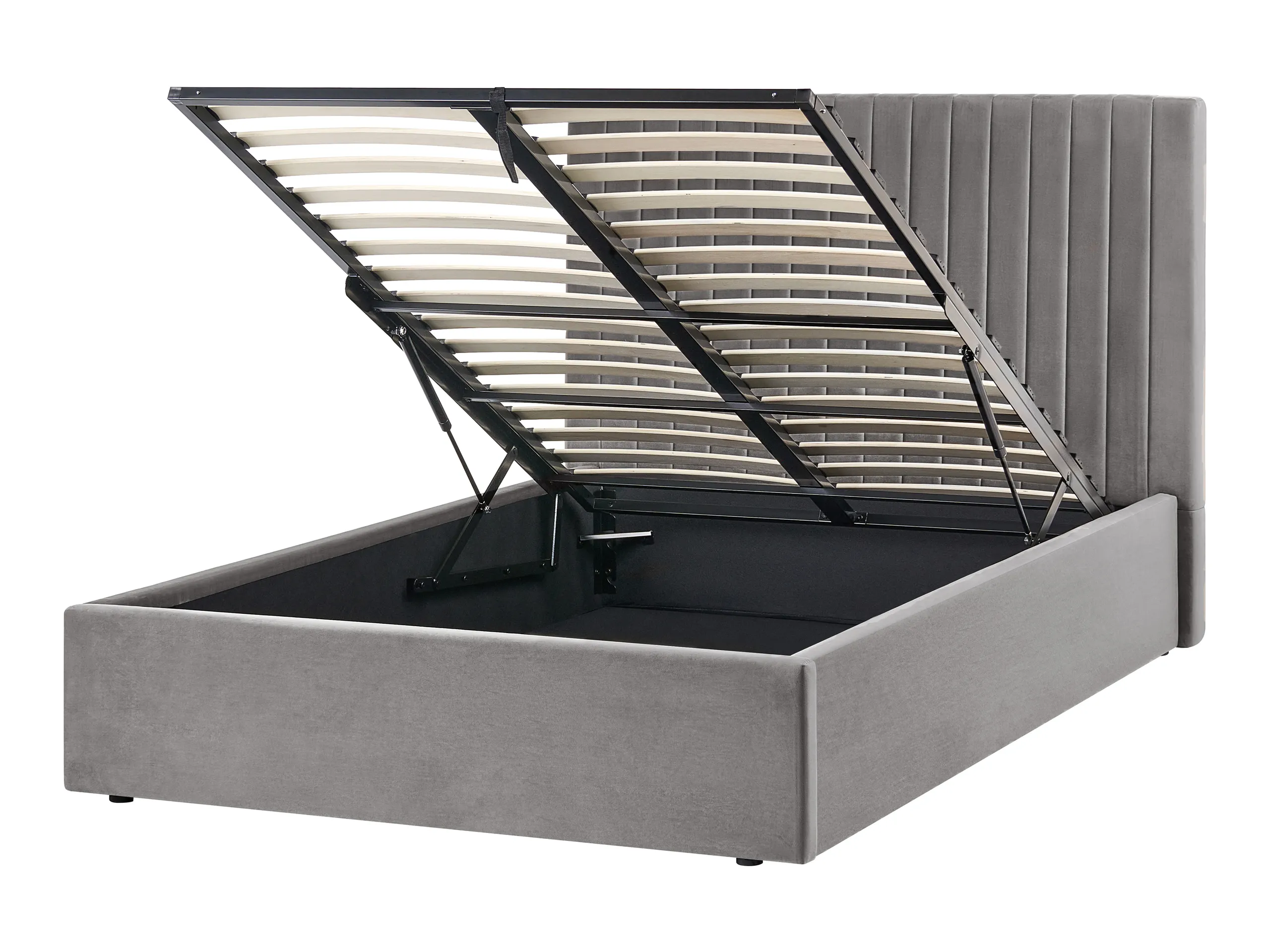 Cama con almacenaje Terciopelo VION 120 x 200 cm Gris