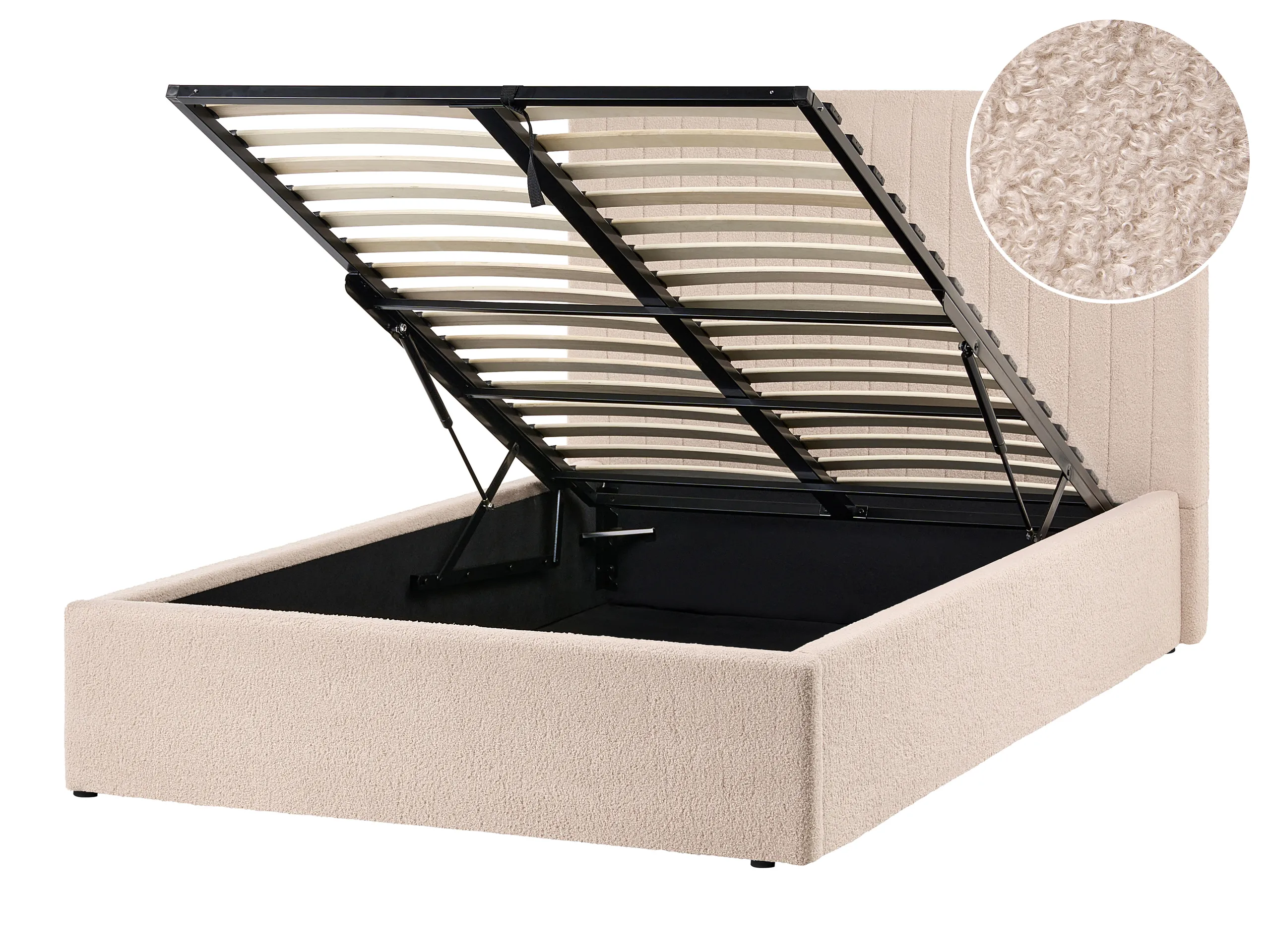 Cama con almacenaje Bouclé VION 120 x 200 cm Beige