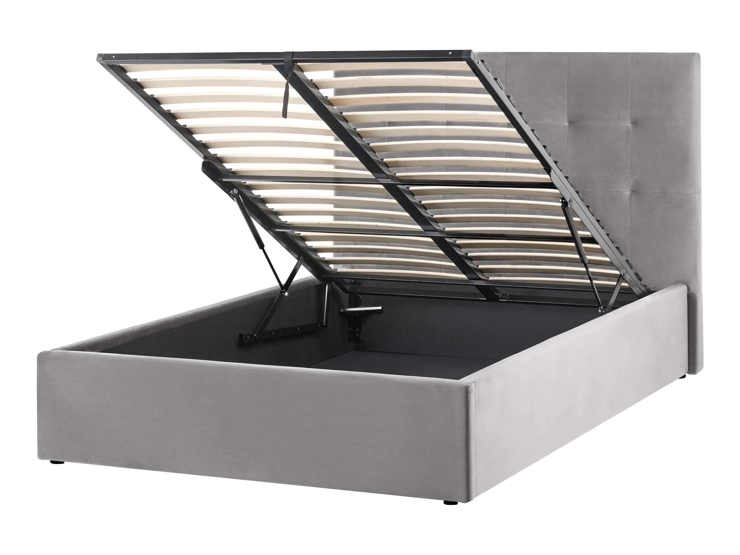 Cama con almacenaje Terciopelo LORIENT 120 x 200 cm Gris