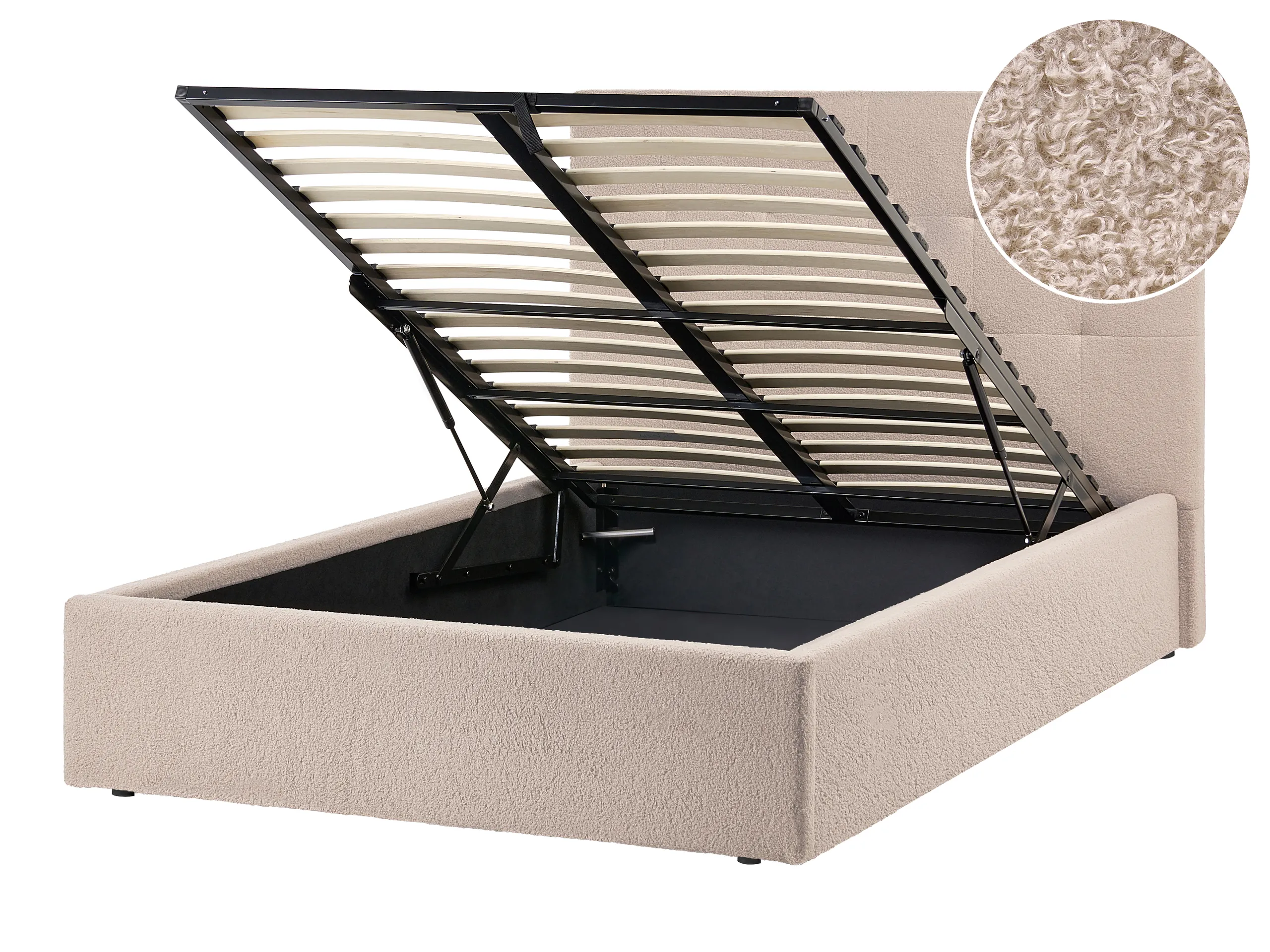 Cama con almacenaje Bouclé LORIENT 120 x 200 cm Beige