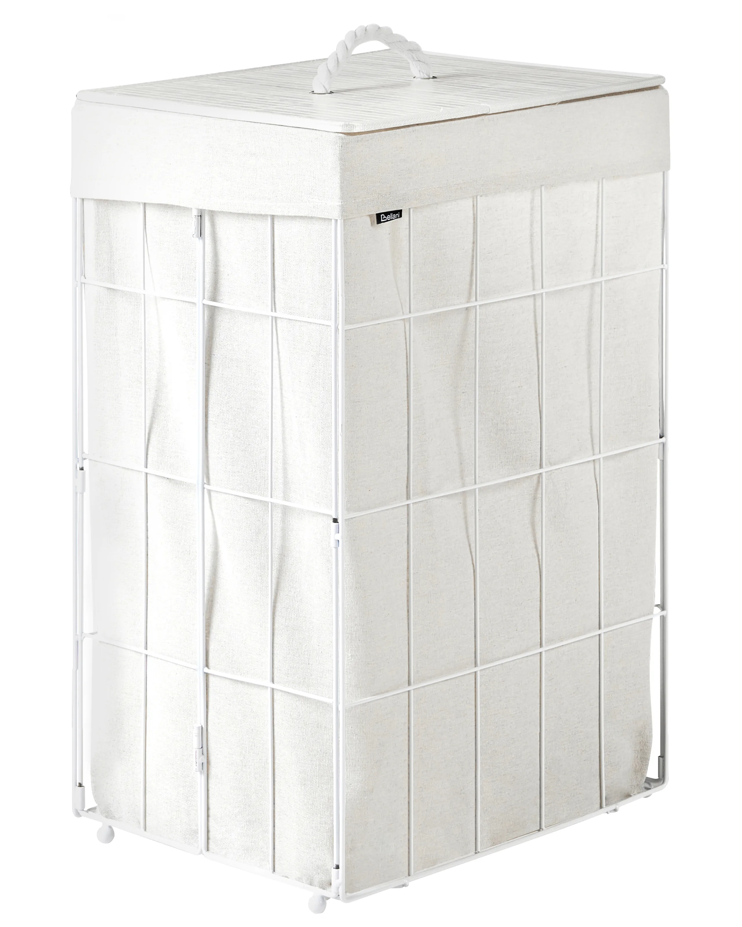 Cesto para la ropa sucia con tapa APOTERI Metal Blanco 72 L