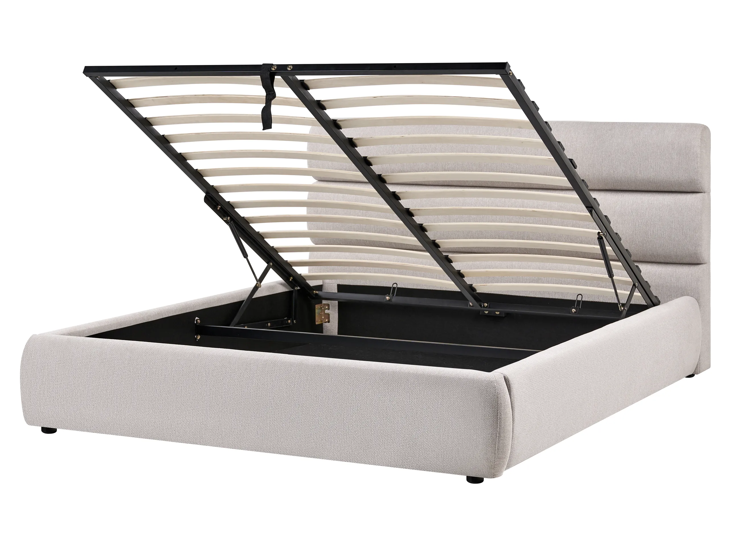 Cama con almacenaje Lino sintético BONIFACIO 160 x 200 cm Gris